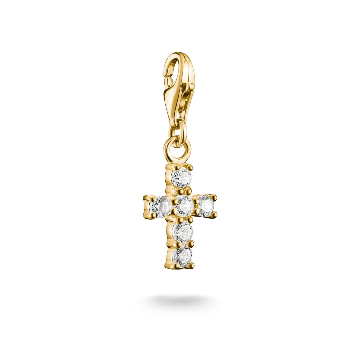 Thomas Sabo Gold-Plated Cross Charm with White Zirconia CC054MY CC054MY front packshot