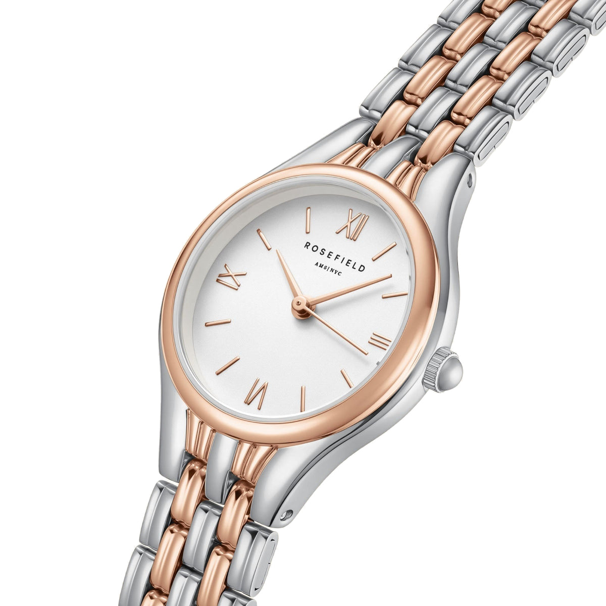 Rosefield Muse White Dial Two-Tone Silver Rose Gold Bracelet Watch MUWDSD-MU04