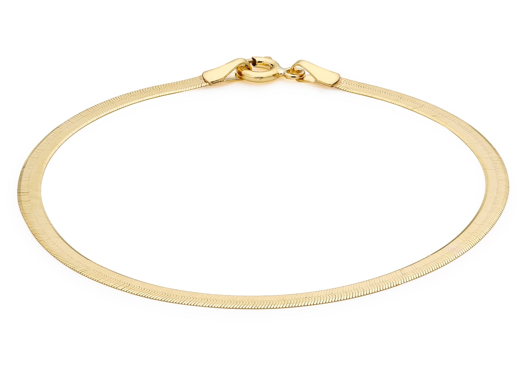 9K Yellow Gold Herringbone Bracelet Contemporary Elegant Design