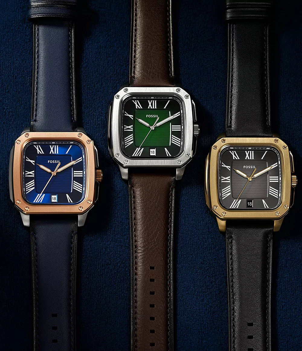 Fossil Crosby Three Hand Blue Leather Watch FS6149