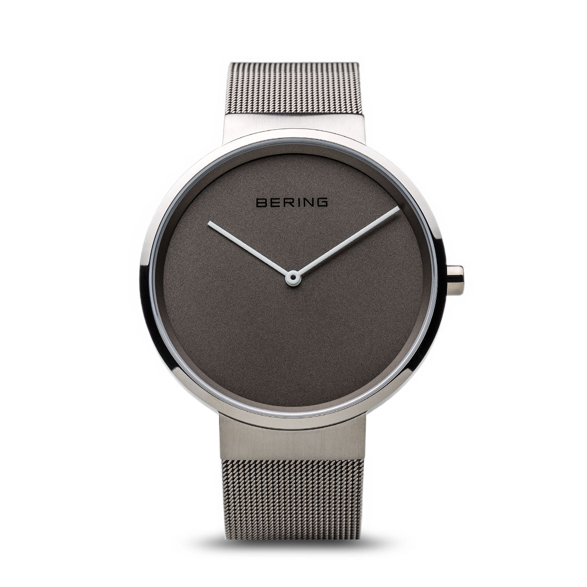 Bering Classic Brushed Silver 39mm Grey Mesh Watch