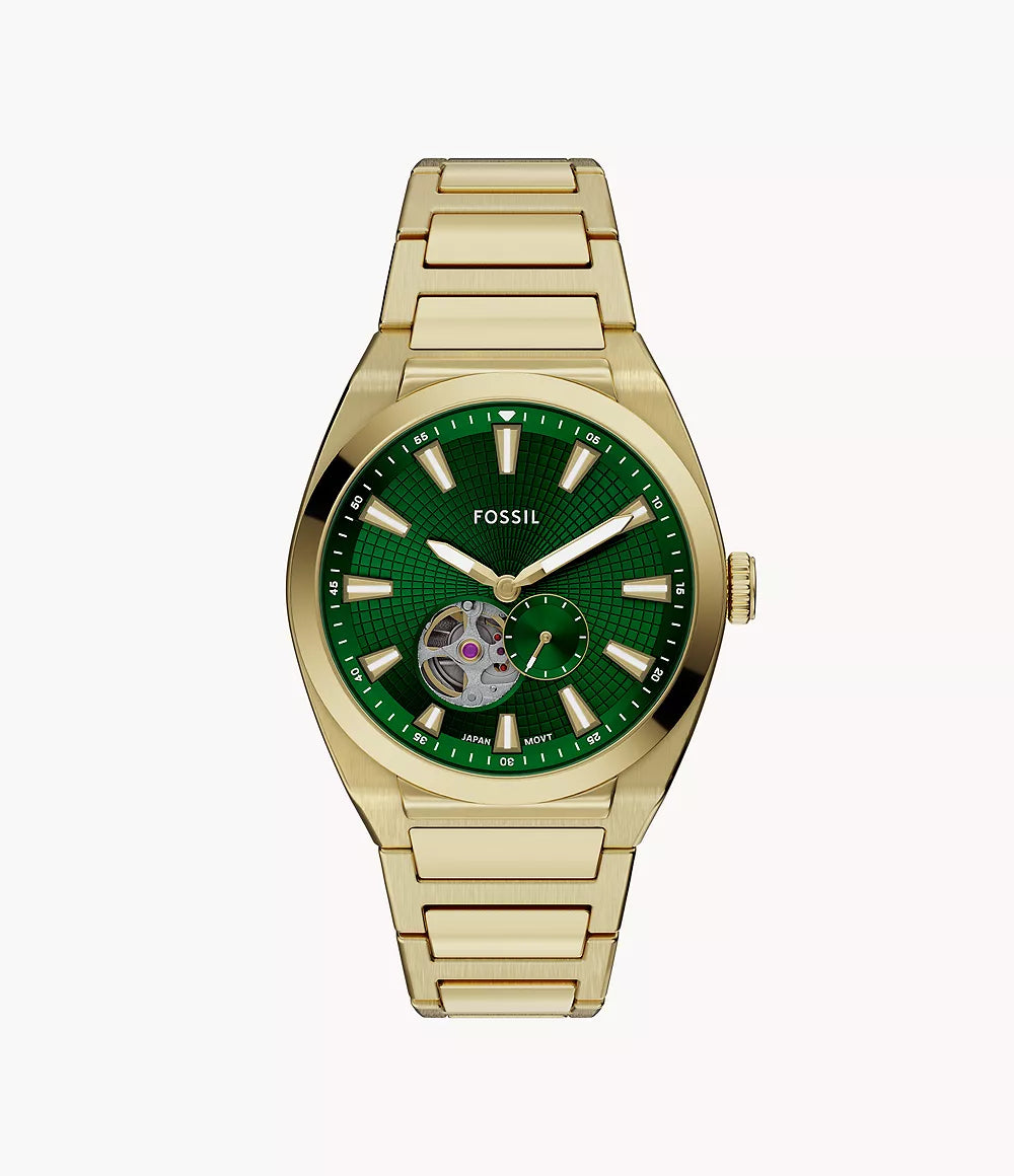 Fossil Everett Automatic Gold Stainless Steel Watch ME3276