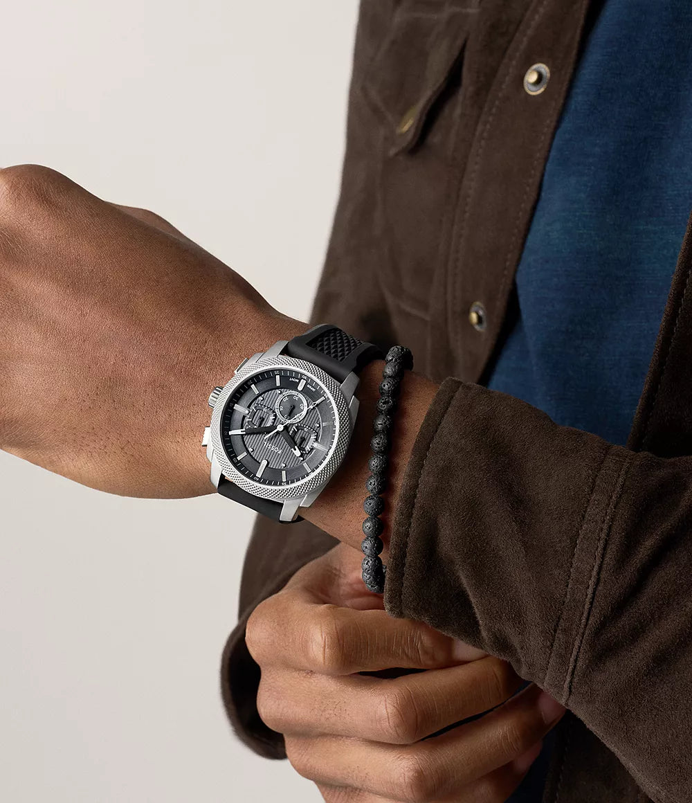 Fossil Machine Chronograph Black Silicone Watch FS6145SET