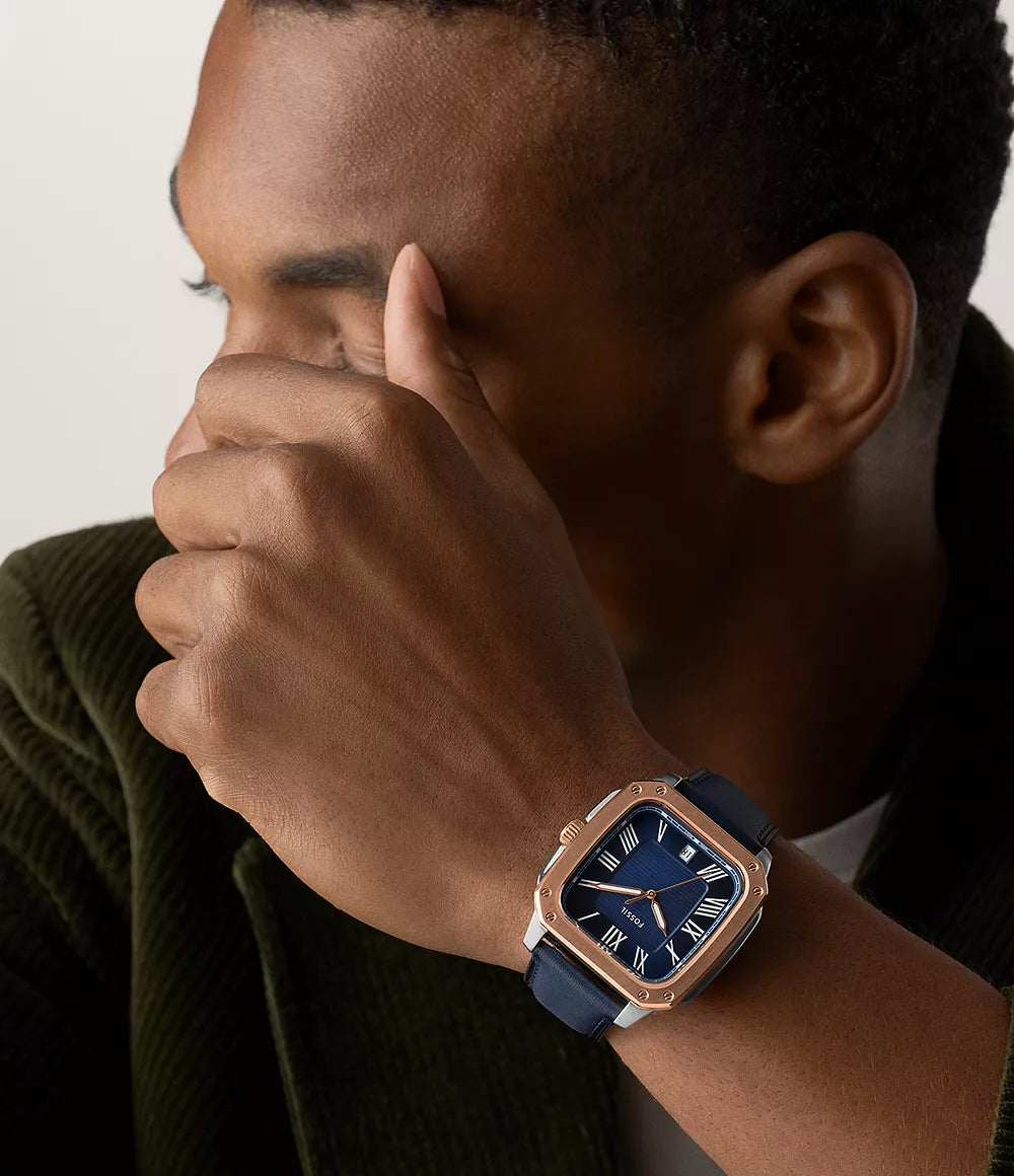 Fossil Crosby Three Hand Blue Leather Watch FS6149