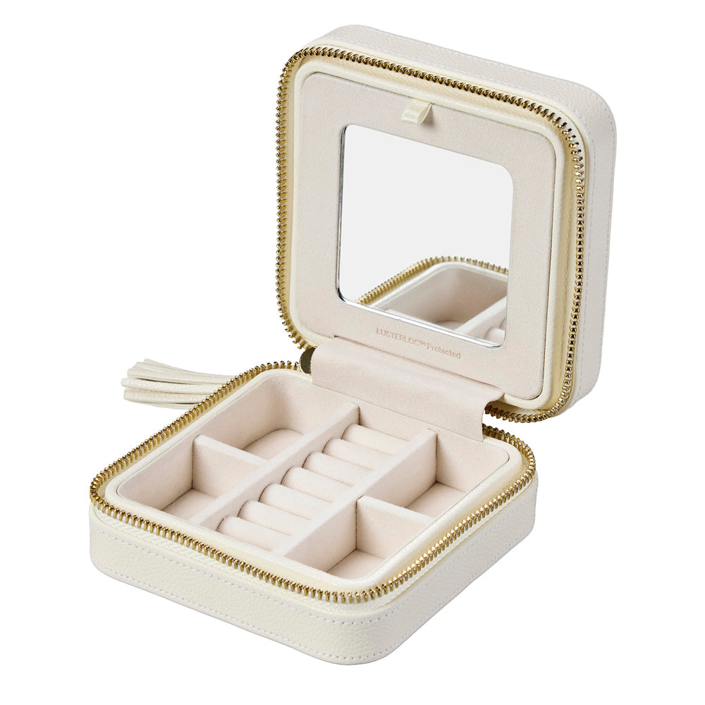 Wolf Lauren Zip Travel Case in ivory recycled vegan leather