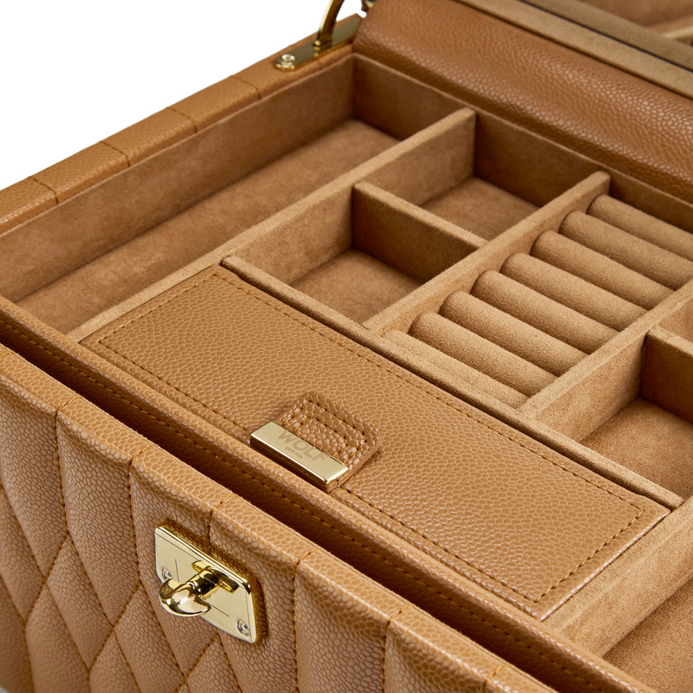 Wolf Lauren Medium Jewellery Box in caramel recycled vegan leather — view 4