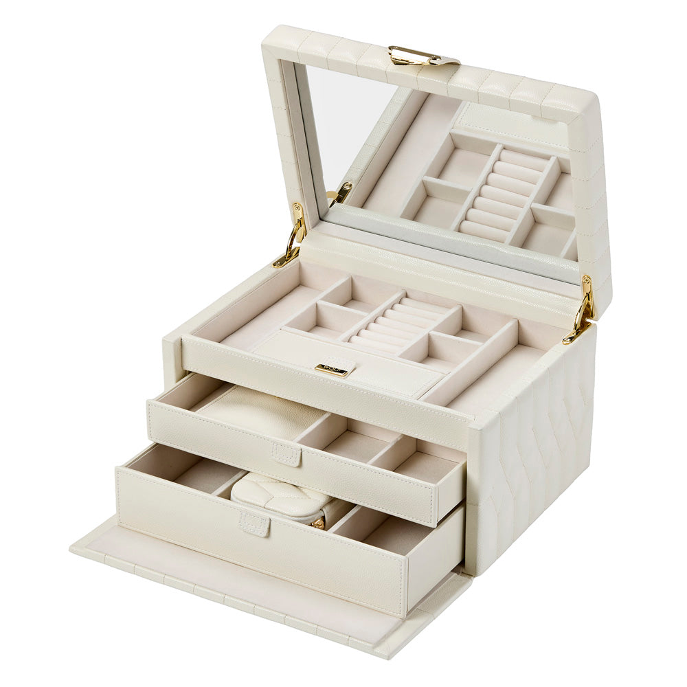 Wolf Lauren Medium Jewellery Box in ivory recycled vegan leather — view 10