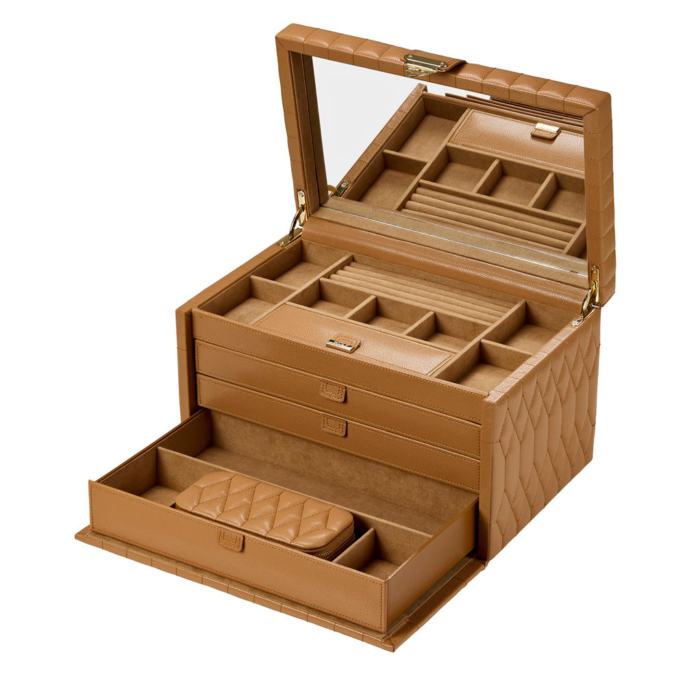 Wolf Lauren Large Jewellery Box in caramel recycled vegan leather