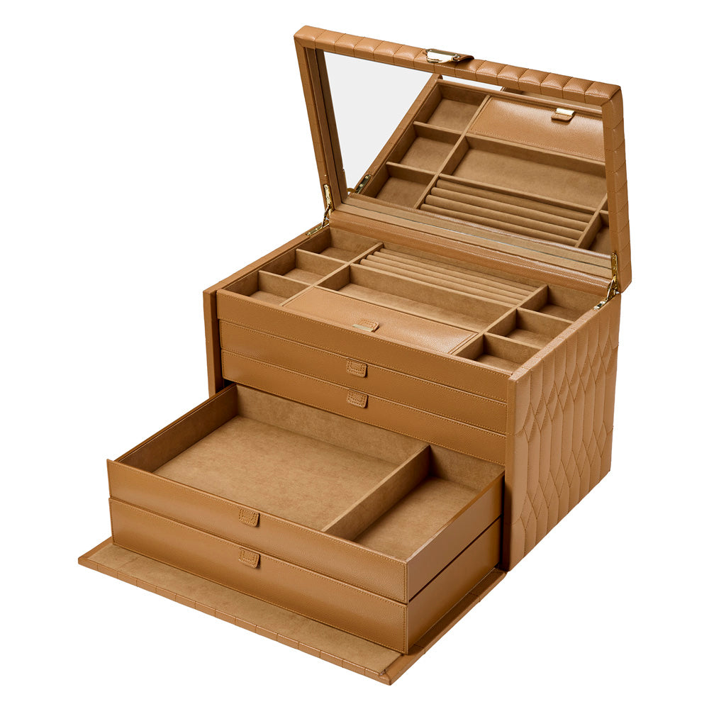 Wolf Lauren Extra Large Jewellery Box in caramel recycled vegan leather — view 11