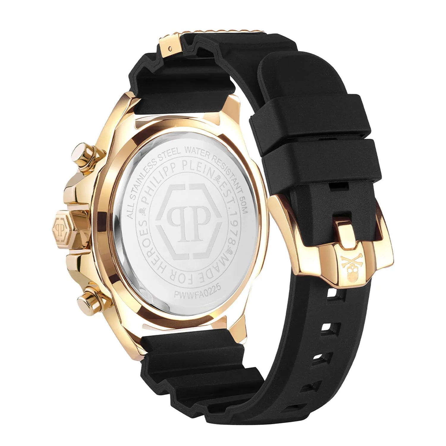 Philipp Plein The Skull Chrono Black Silicone Band Watch PWWFA0225