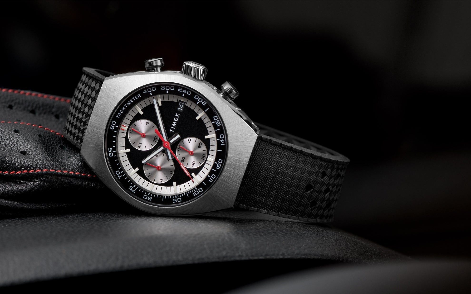 Timex Legacy Tonneau Chronograph 42mm Rubber Strap Watch TW2W64500