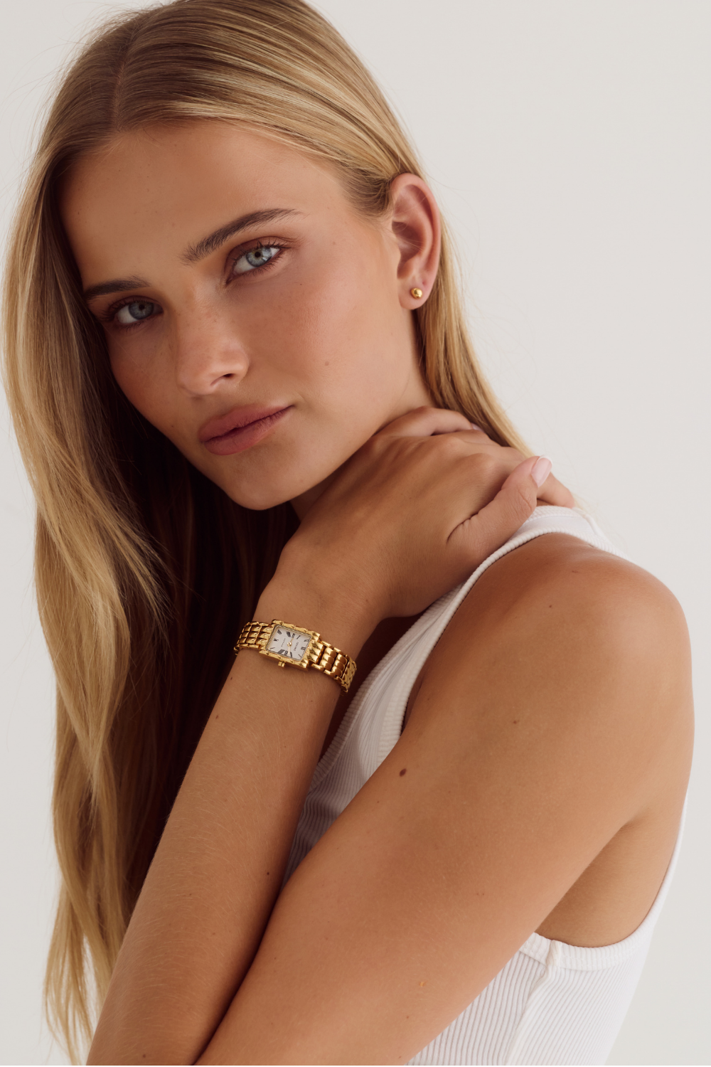 Cendré Mila White Dial 18K Gold Women's Watch — front