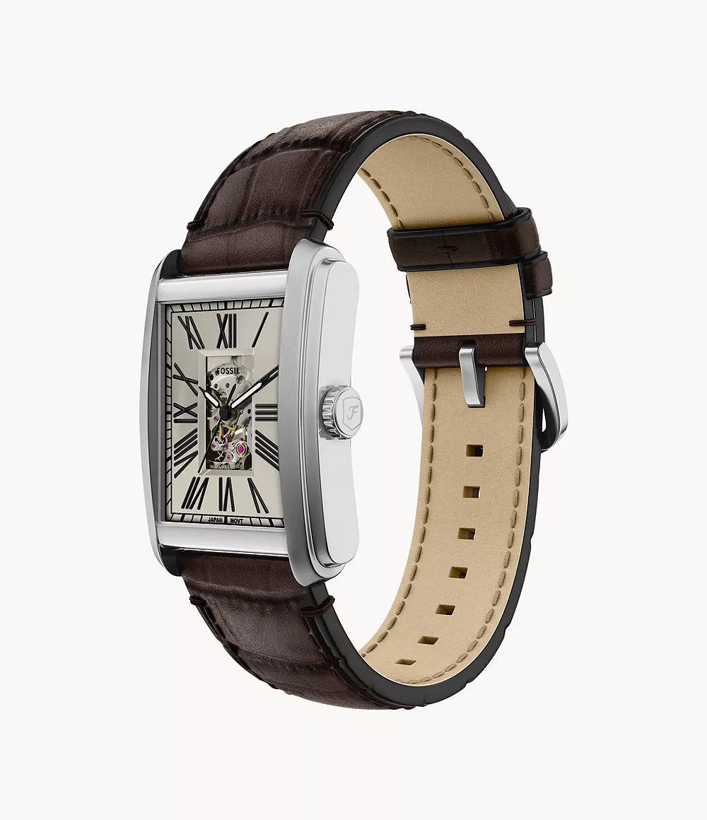 Fossil Carraway Automatic Brown Croco Leather Watch ME3272