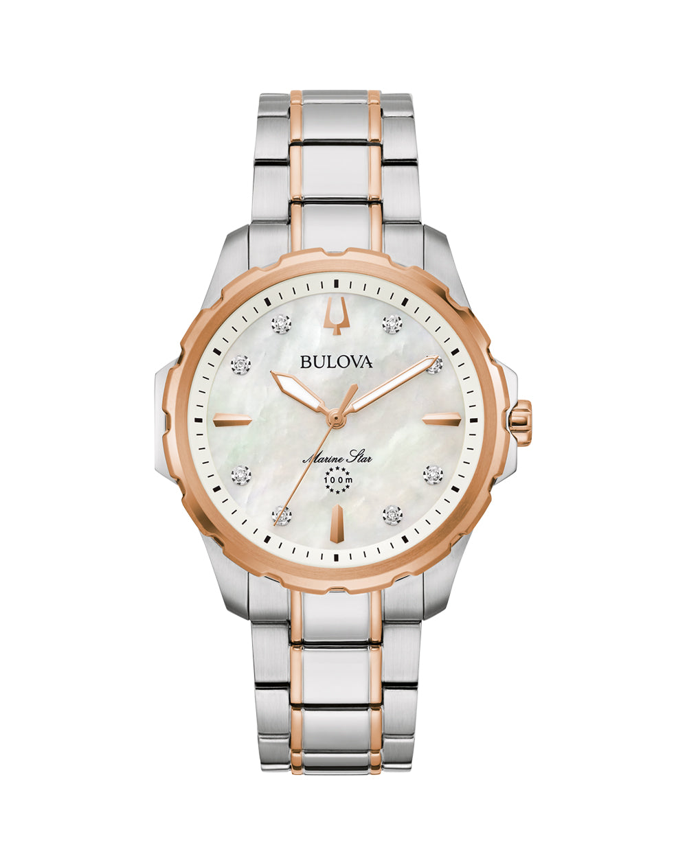 Bulova Marine Star Ladies Diamond Accented with Mother of Pearl Dial Watch 98P228