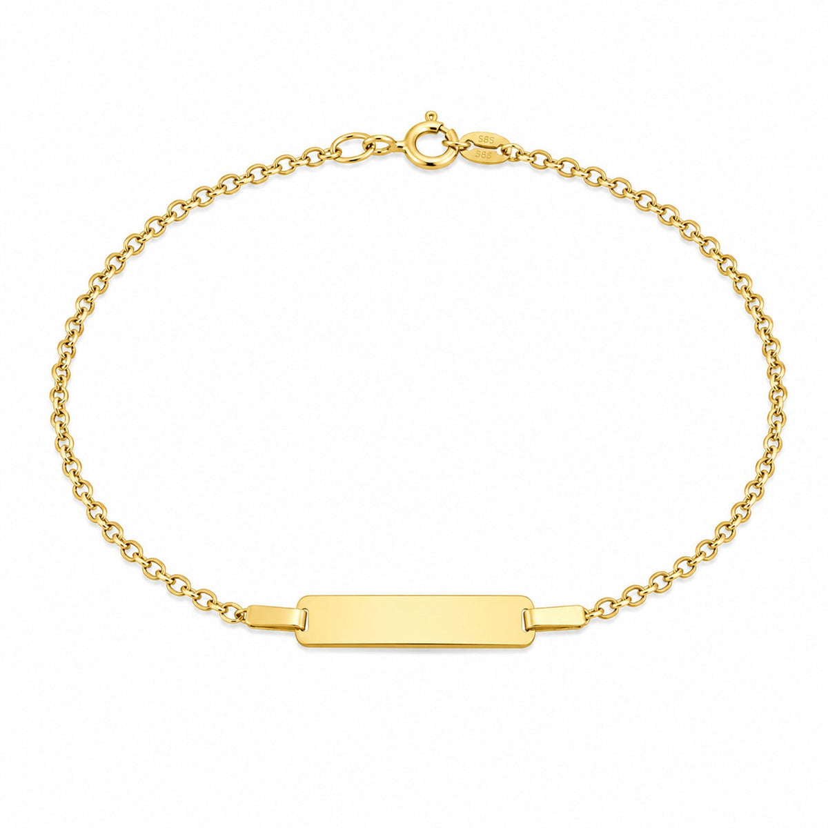 Fine Gold 9K Yellow Gold Baby ID Bracelet 14cm 9YB0116 9YB0116 front packshot