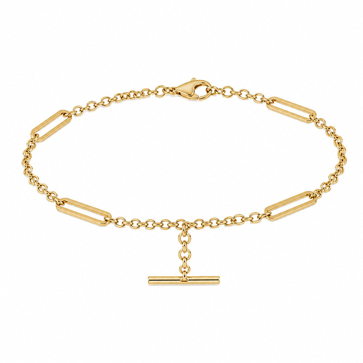 Fine Gold 9K Yellow Gold Heirloom Belcher Fob Bracelet 19cm 9YB1695 9YB1695 front packshot
