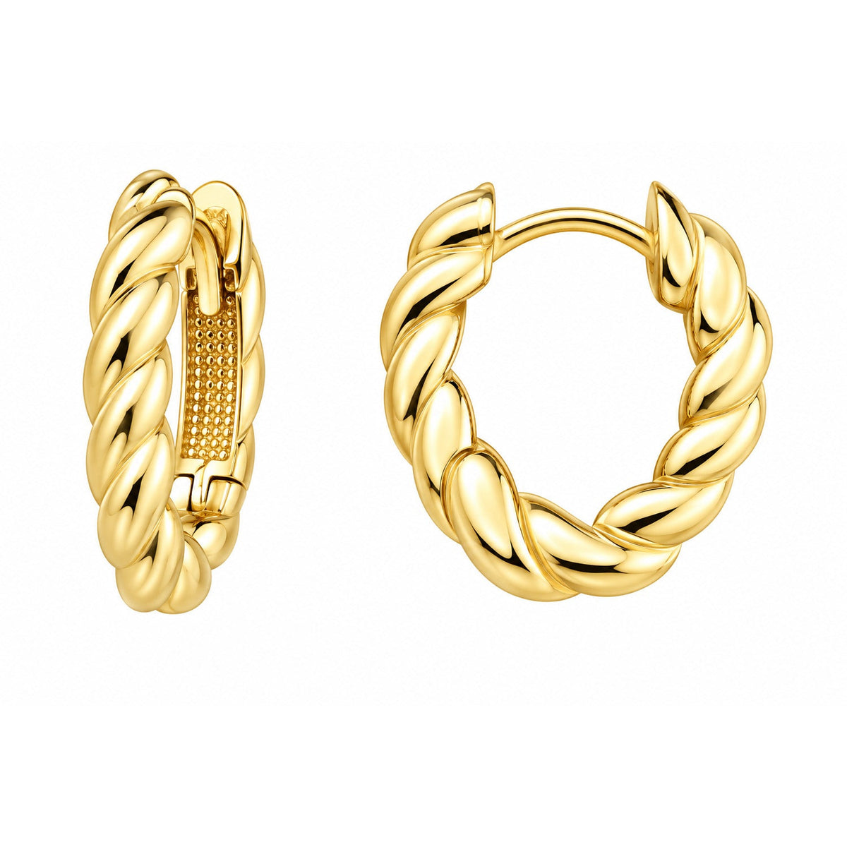 Fine Gold 9K Yellow Gold Twist Huggie Earrings 9YE3225 9YE3225 front packshot