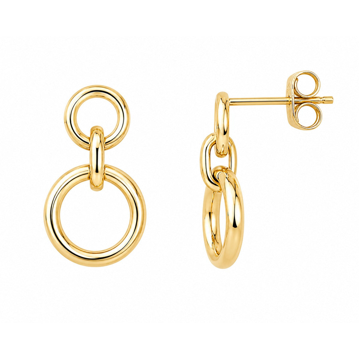 Fine Gold 9K Yellow Gold Round Circular Drop Stud Earrings 9YE4435 9YE4435 front packshot