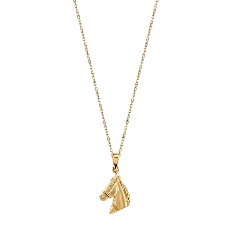9K Yellow Gold Horse Head Necklace 40-45cm
