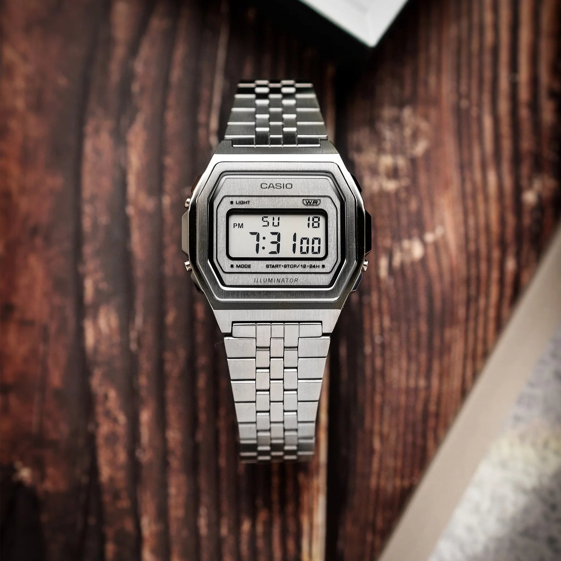 Casio Vintage Silver Stainless Steel Band Watch A1000A-7D