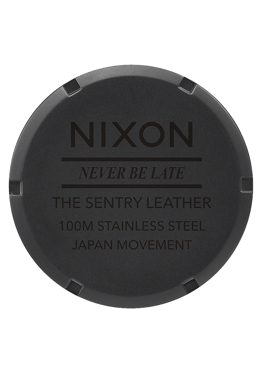 Nixon Sentry Leather Matte Black / Gold Watch A105-1041-00