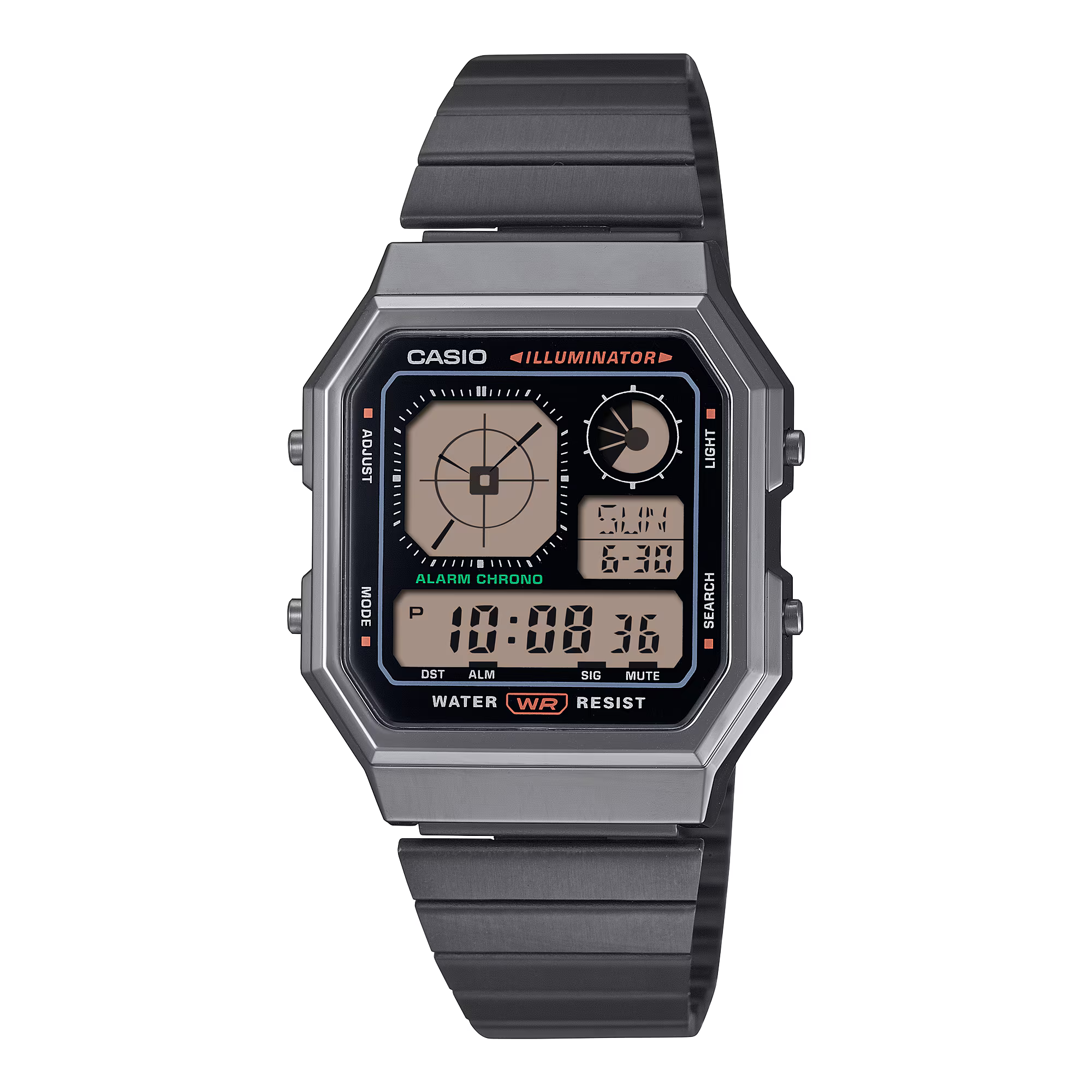 Casio Vintage Analog Display Black Stainless Steel Black Dial Watch A130WEGG-1A