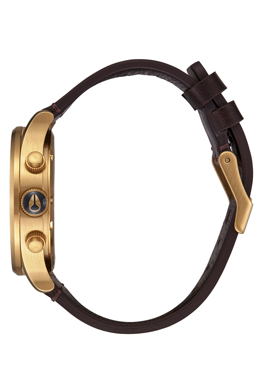 Nixon Sentry Chrono Leather Gold / Indigo / Brown Watch A1391-5033-00