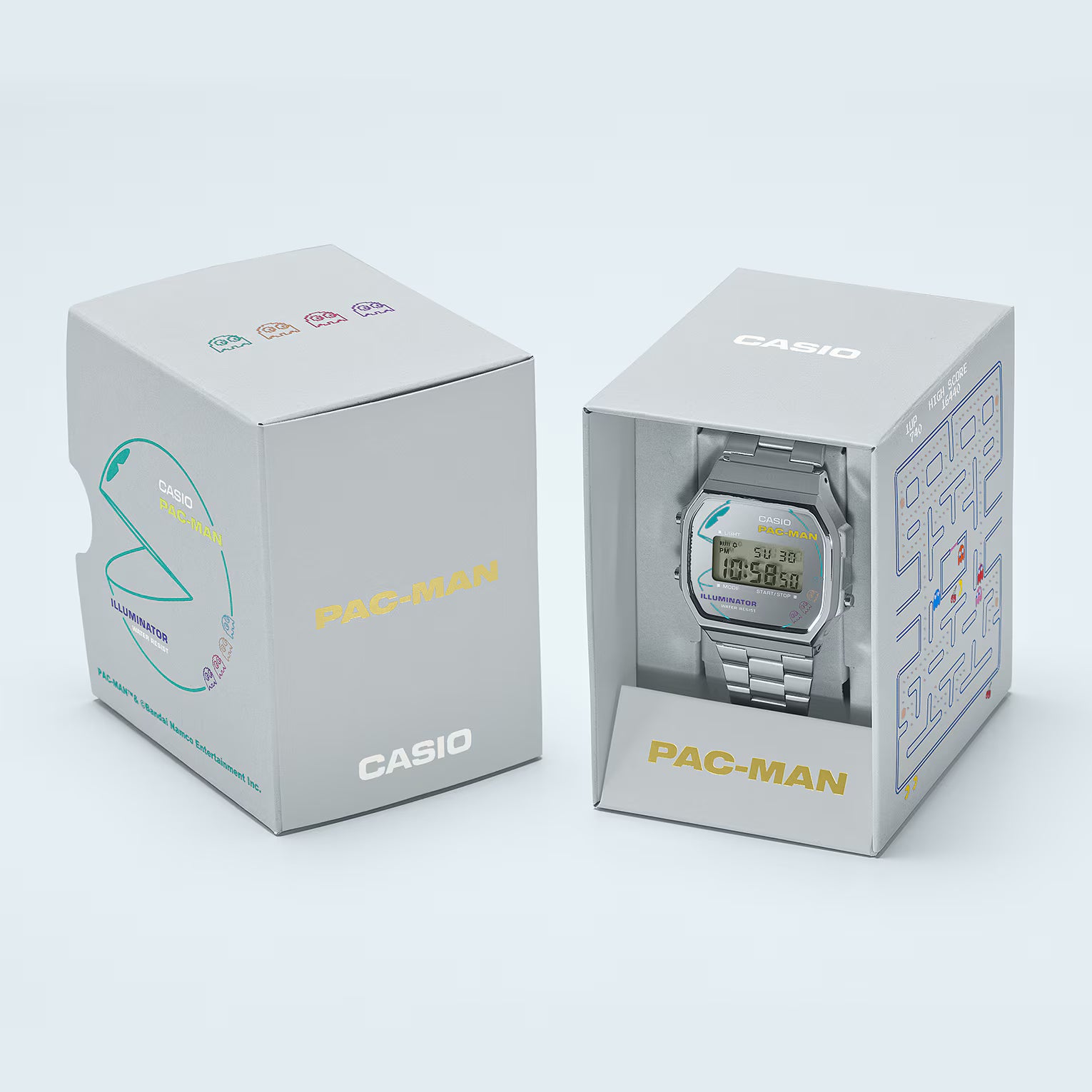 Casio x Pac-Man Collaboration Digital Stainless Steel Watch A168WEPC-7A