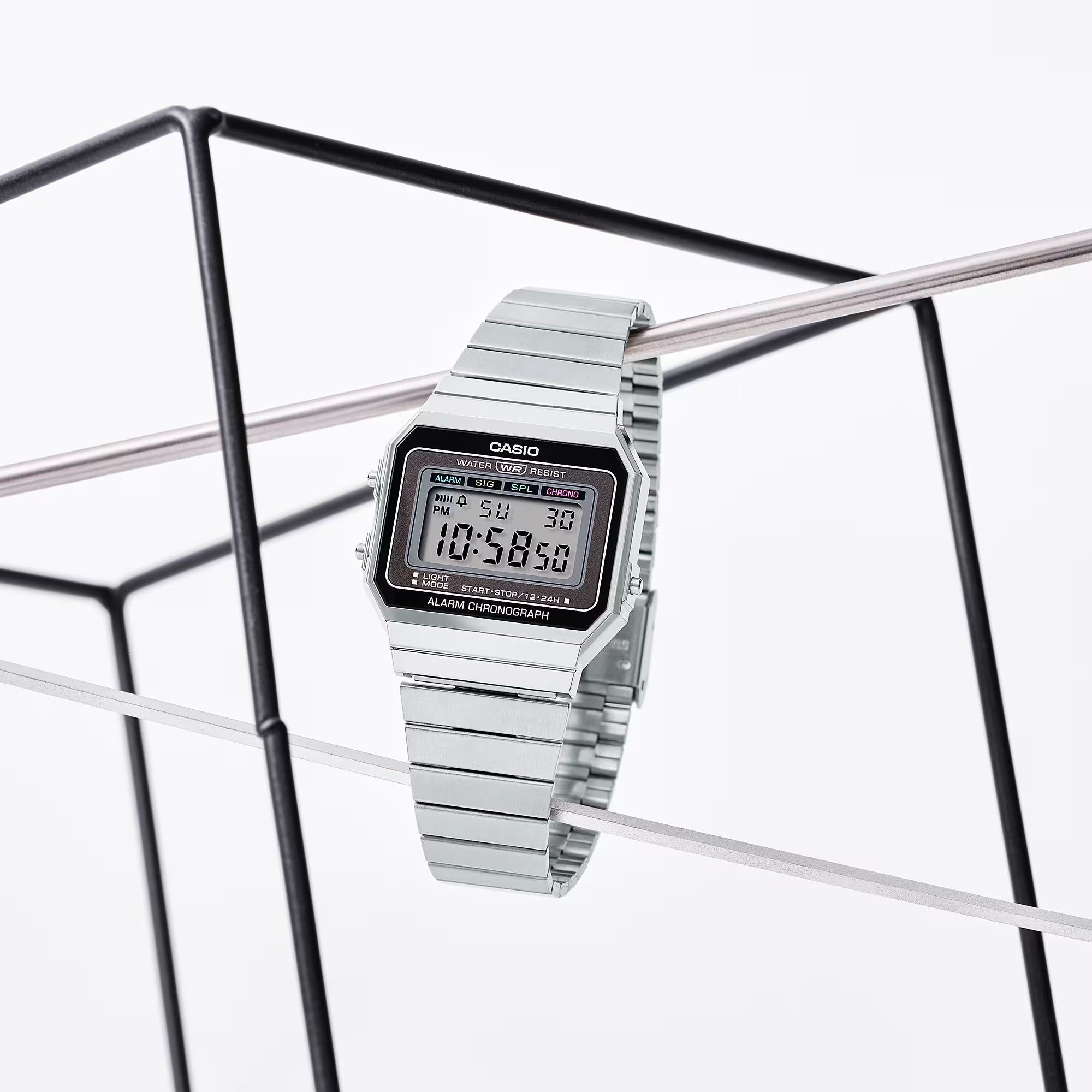Casio Vintage Silver Dial Stainless Steel Black Dial Watch A700W-1A