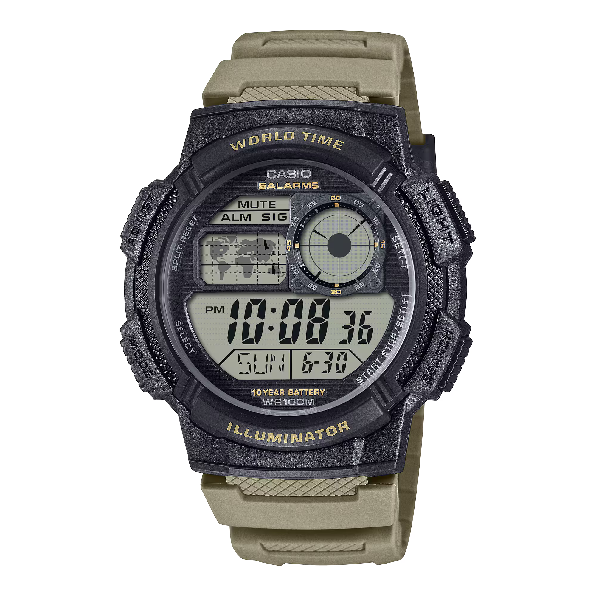 Casio Illuminator Beige Band World Time Men's Watch AE1000W-5A