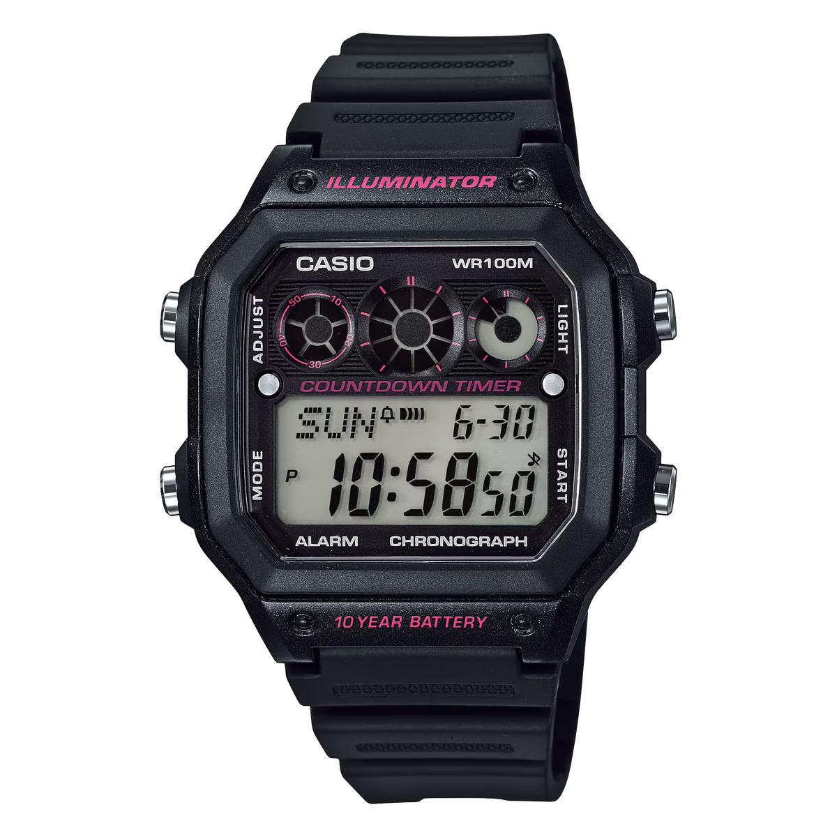 Casio World Time Standard Black Rubber Strap Watch AE1300WH-1A2