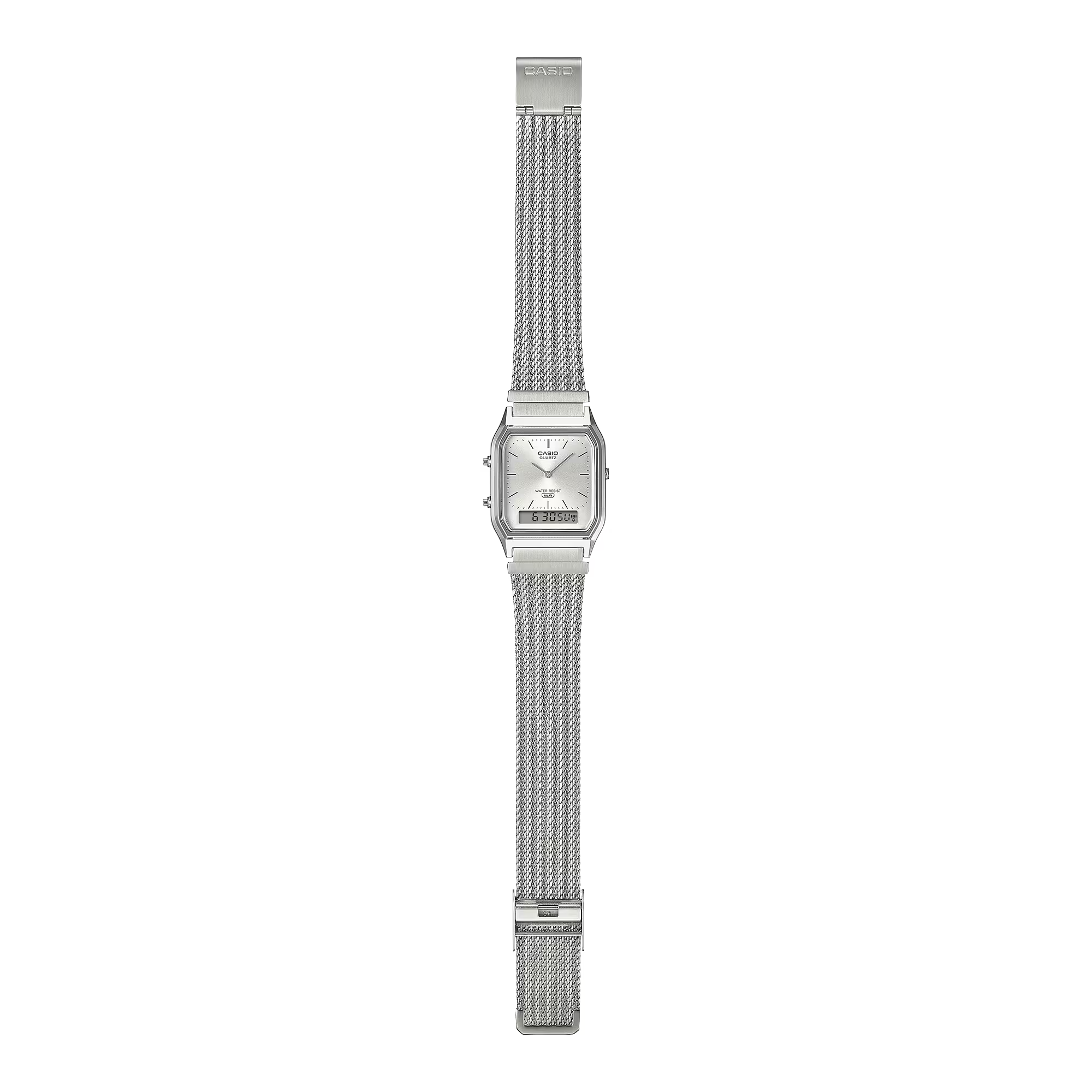 Casio Classic Vintage Stainless Steel Mesh Band Silver Dial Watch AQ230EM-7A