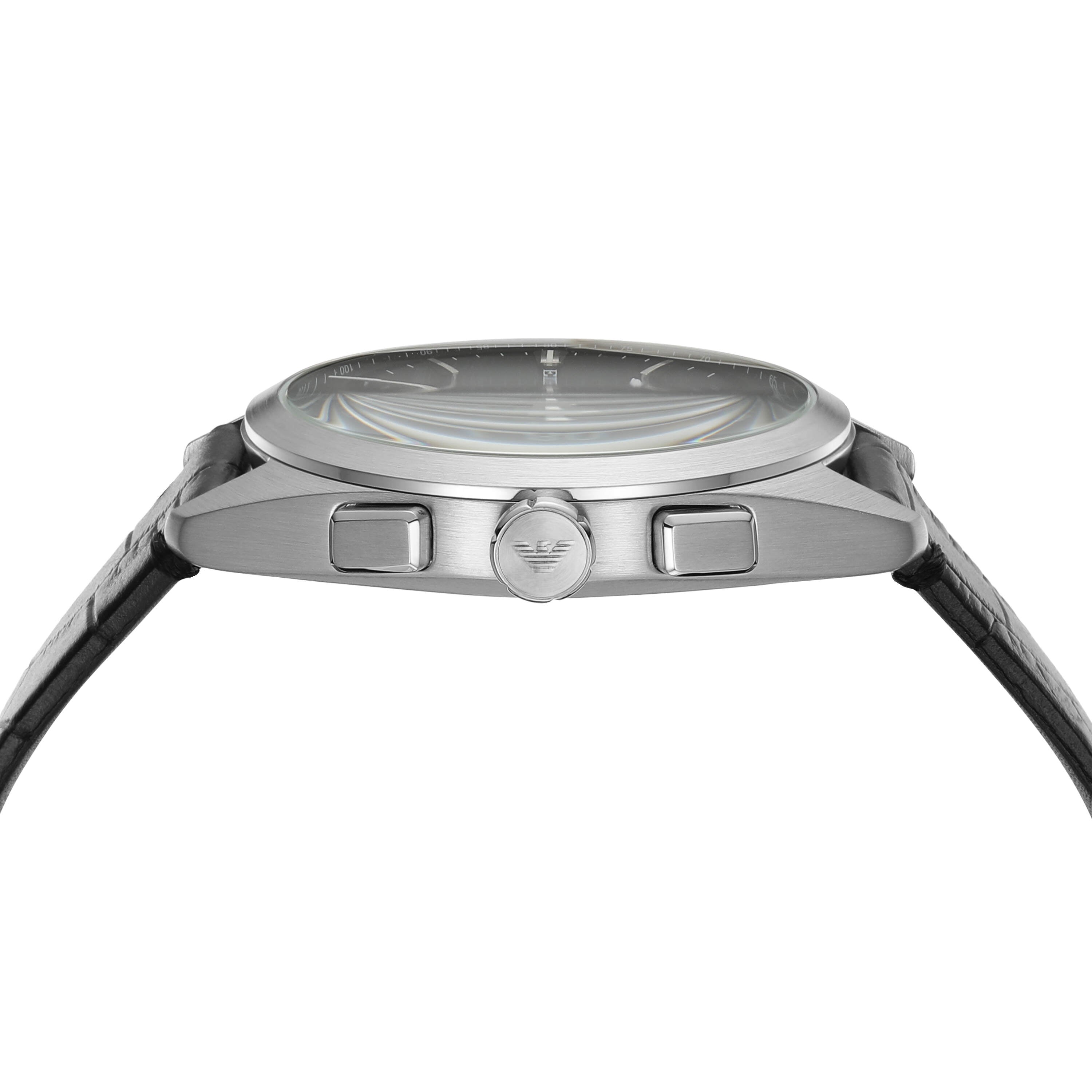 Emporio Armani Black Dial Black Leather Watch AR11542