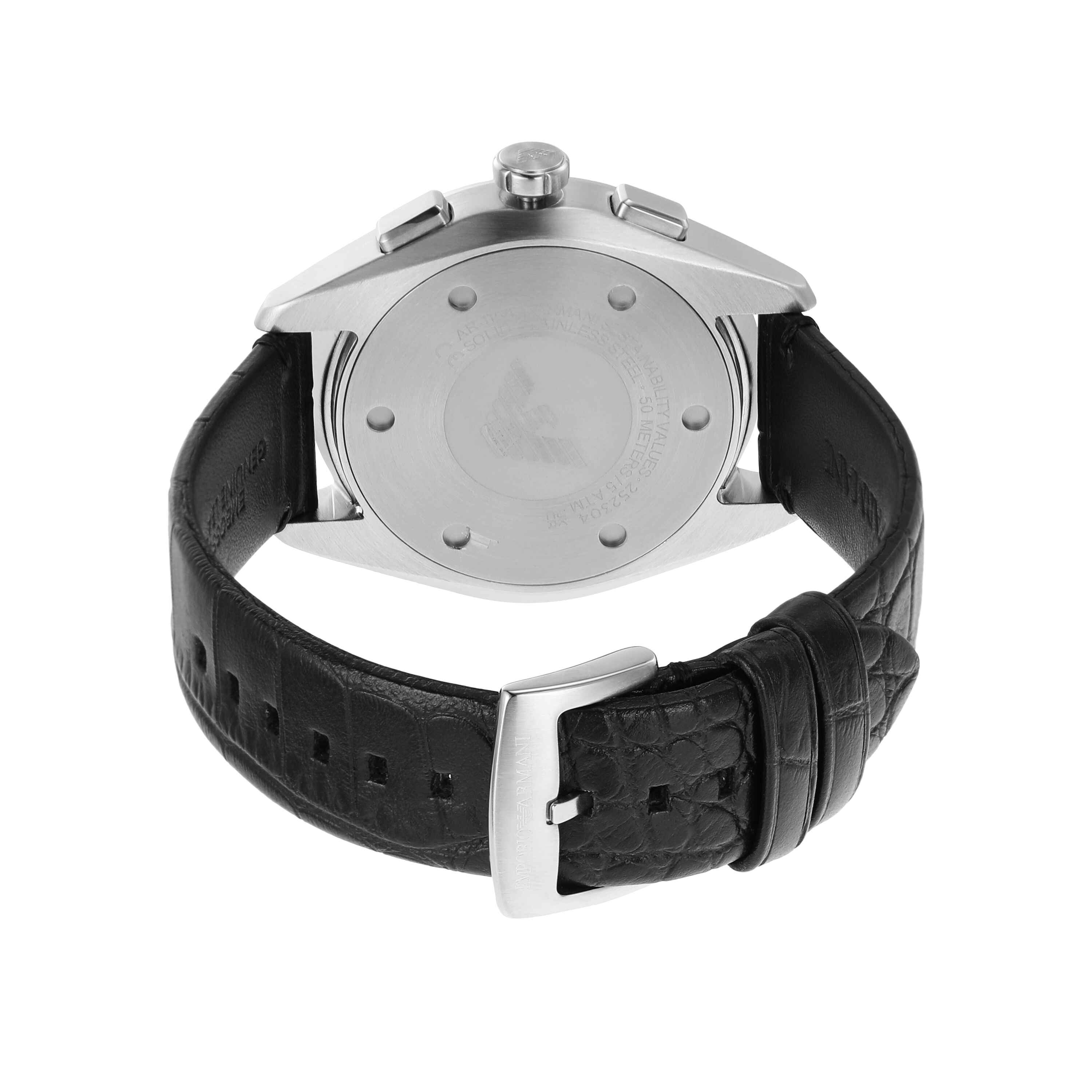 Emporio Armani Black Dial Black Leather Watch AR11542