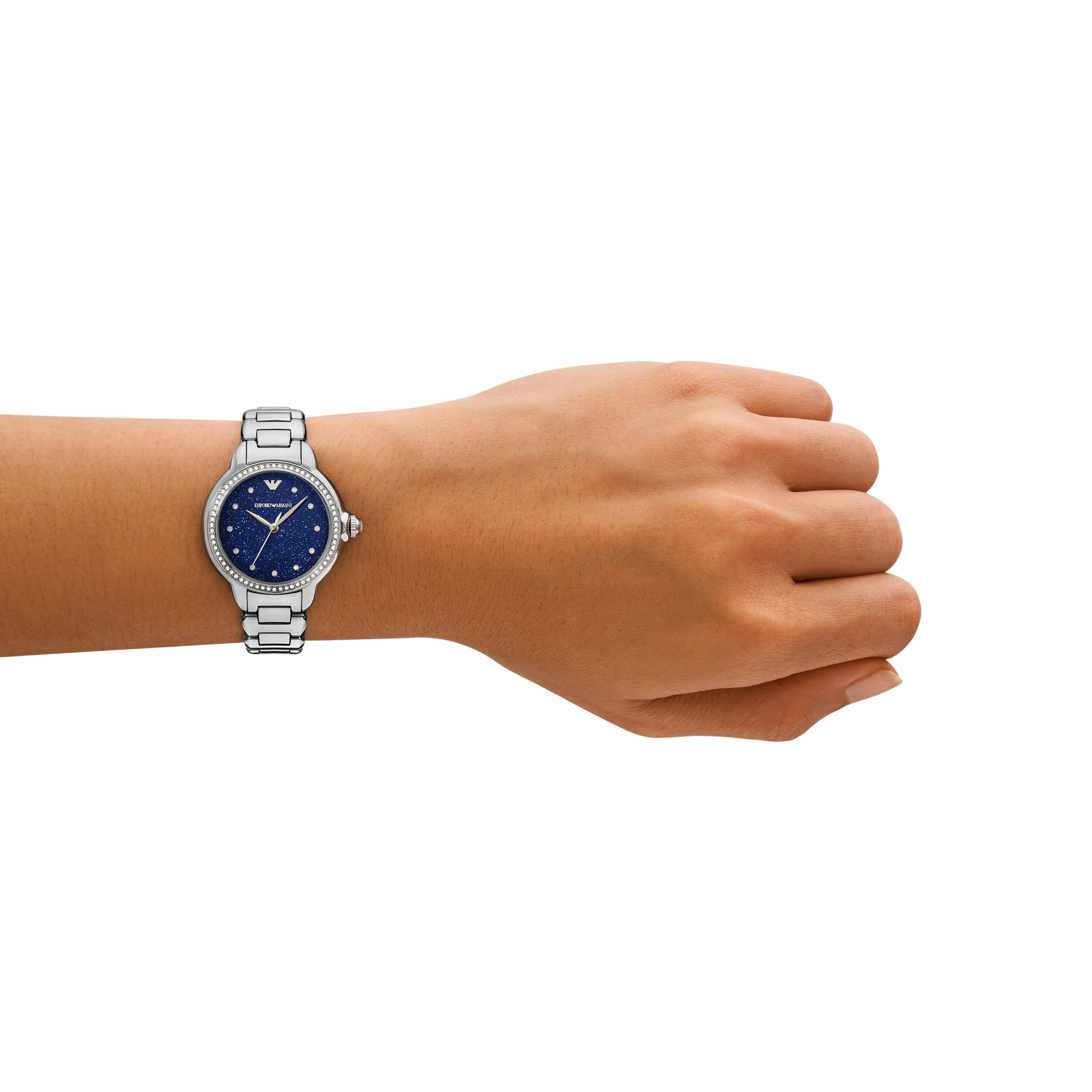 Armani Three-Hand Silver Stainless Steel Blue Dial Watch AR11630