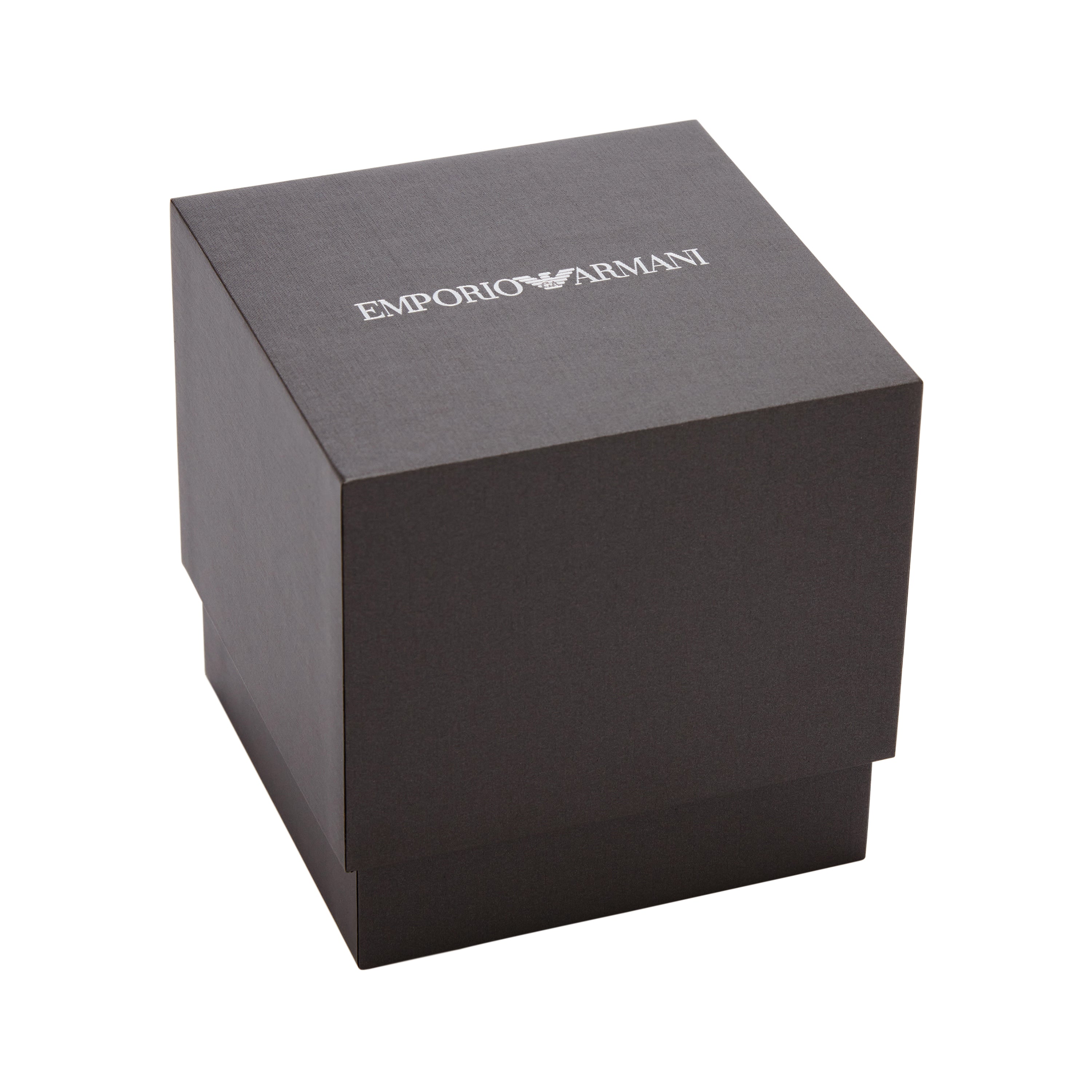 Emporio Armani Two-Hand Black Dial Black Leather Strap Watch AR11666