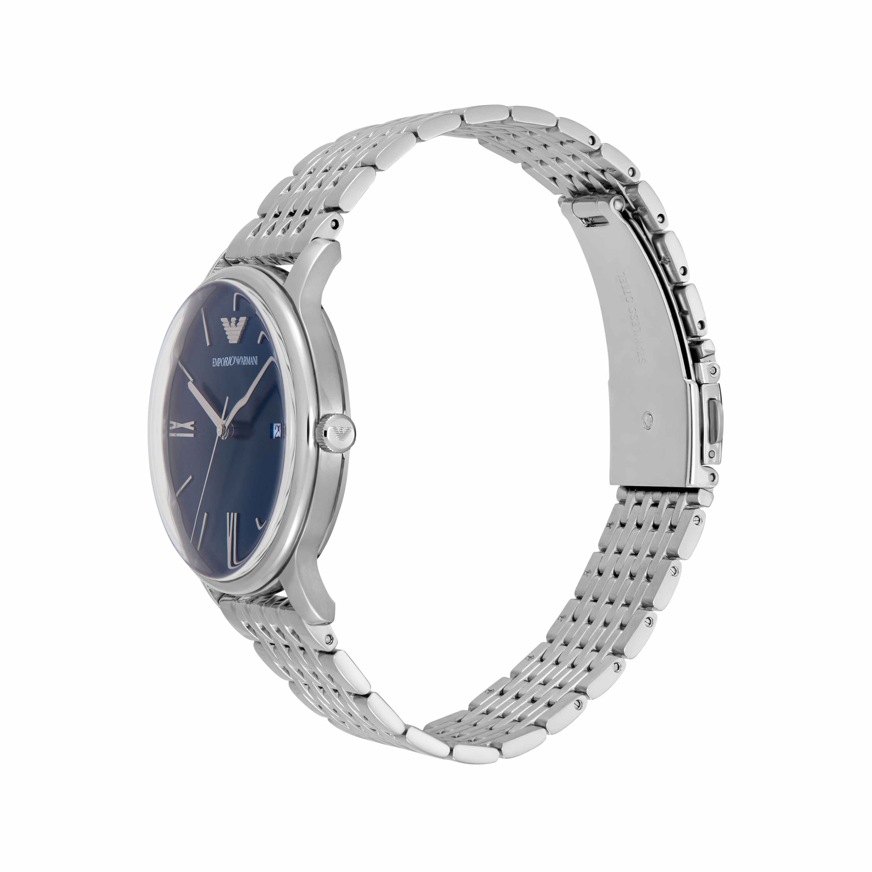 Emporio Armani Three-Hand Date Blue Dial Steel Bracelet AR11674