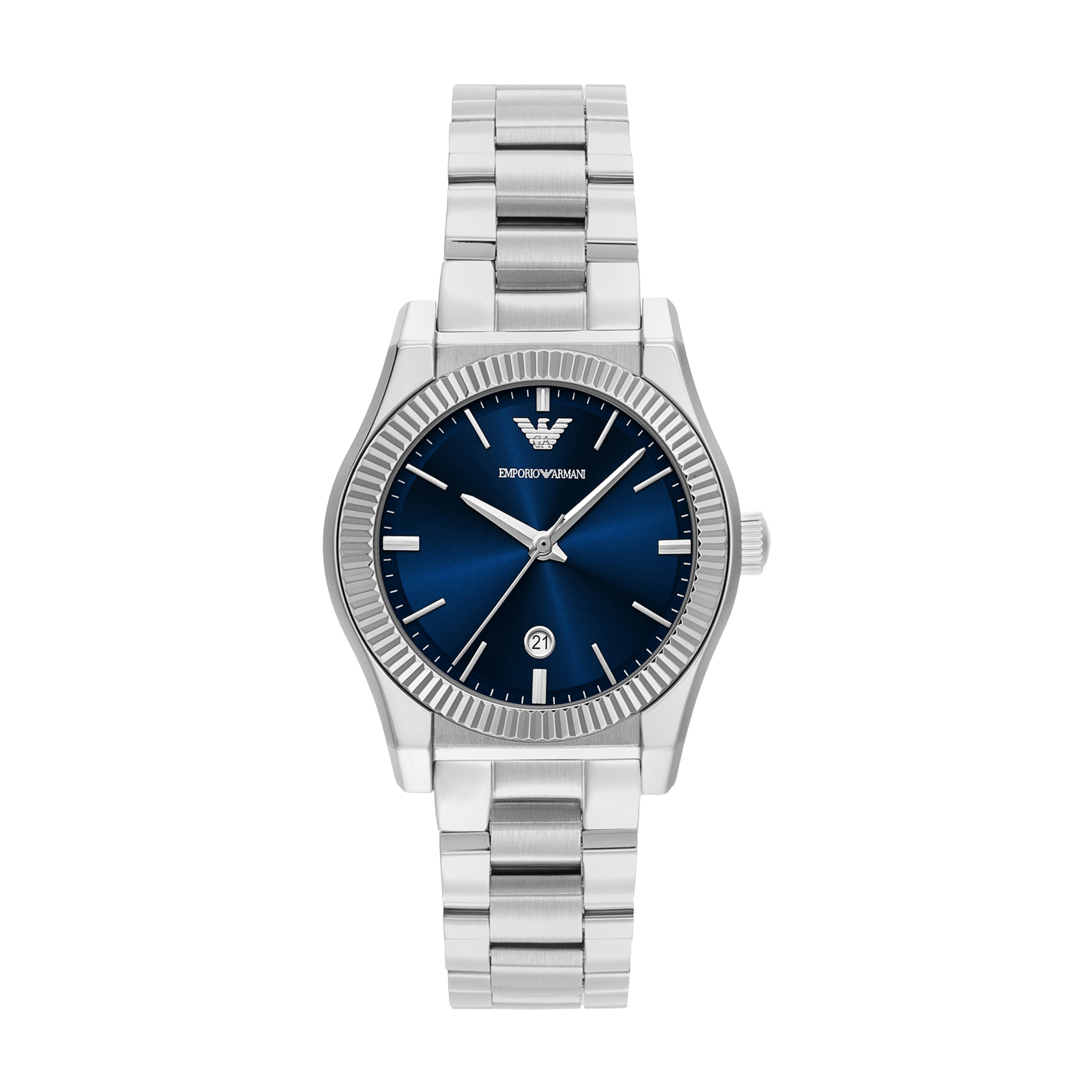 Emporio Armani Blue Dial Silver Stainless Steel Watch AR11717