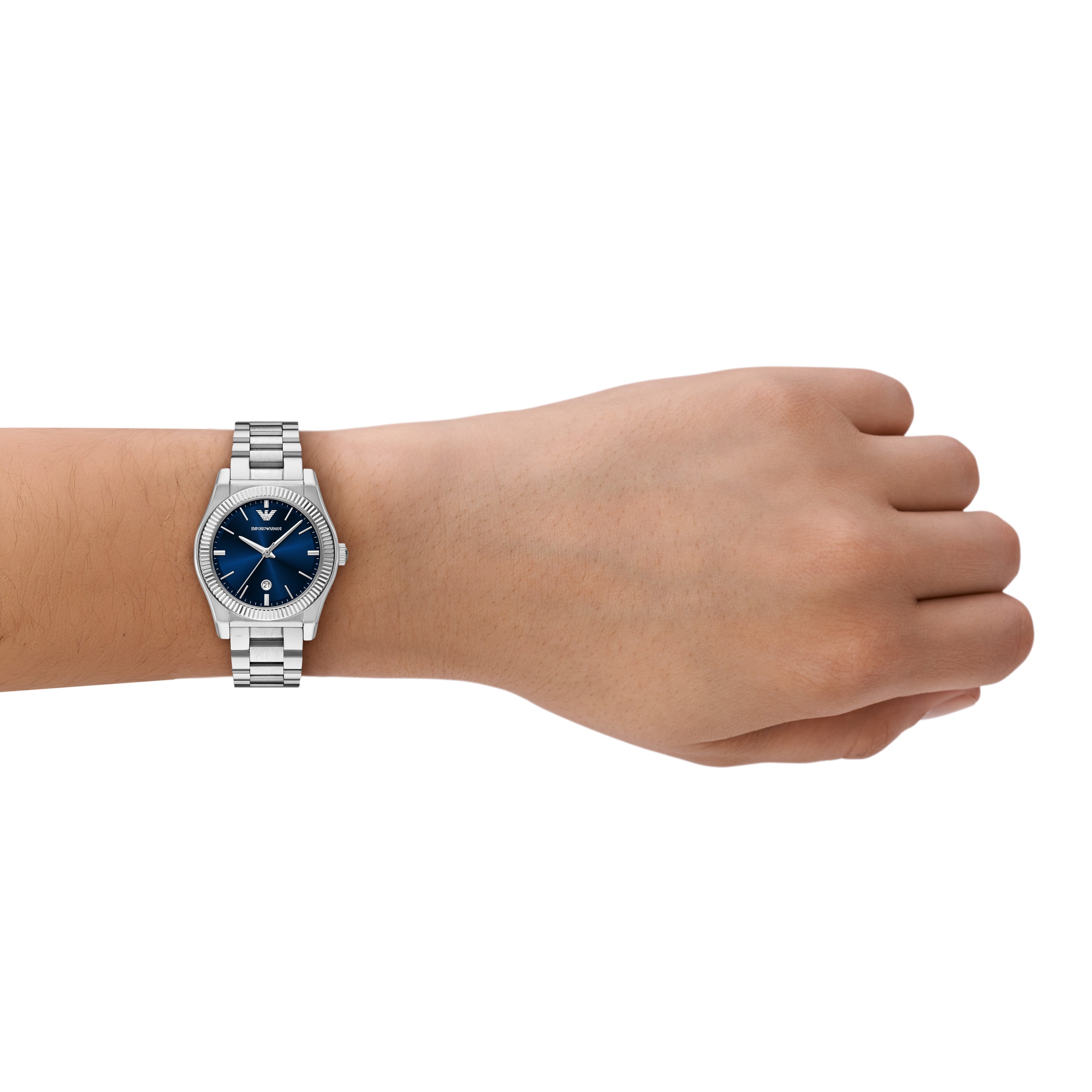 Emporio Armani Blue Dial Silver Stainless Steel Watch AR11717