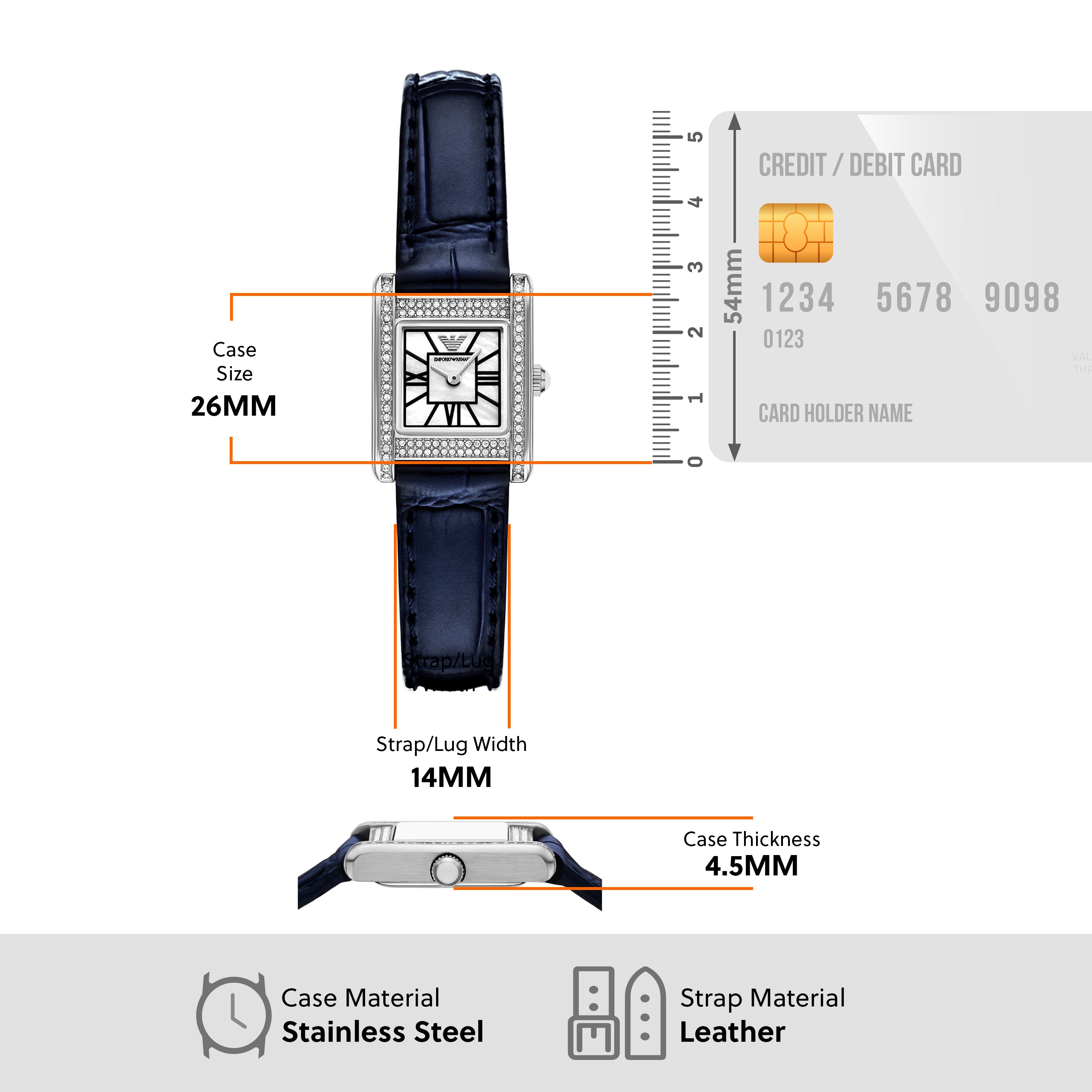 Emporio Armani Analogue Blue Leather Strap Watch AR11718