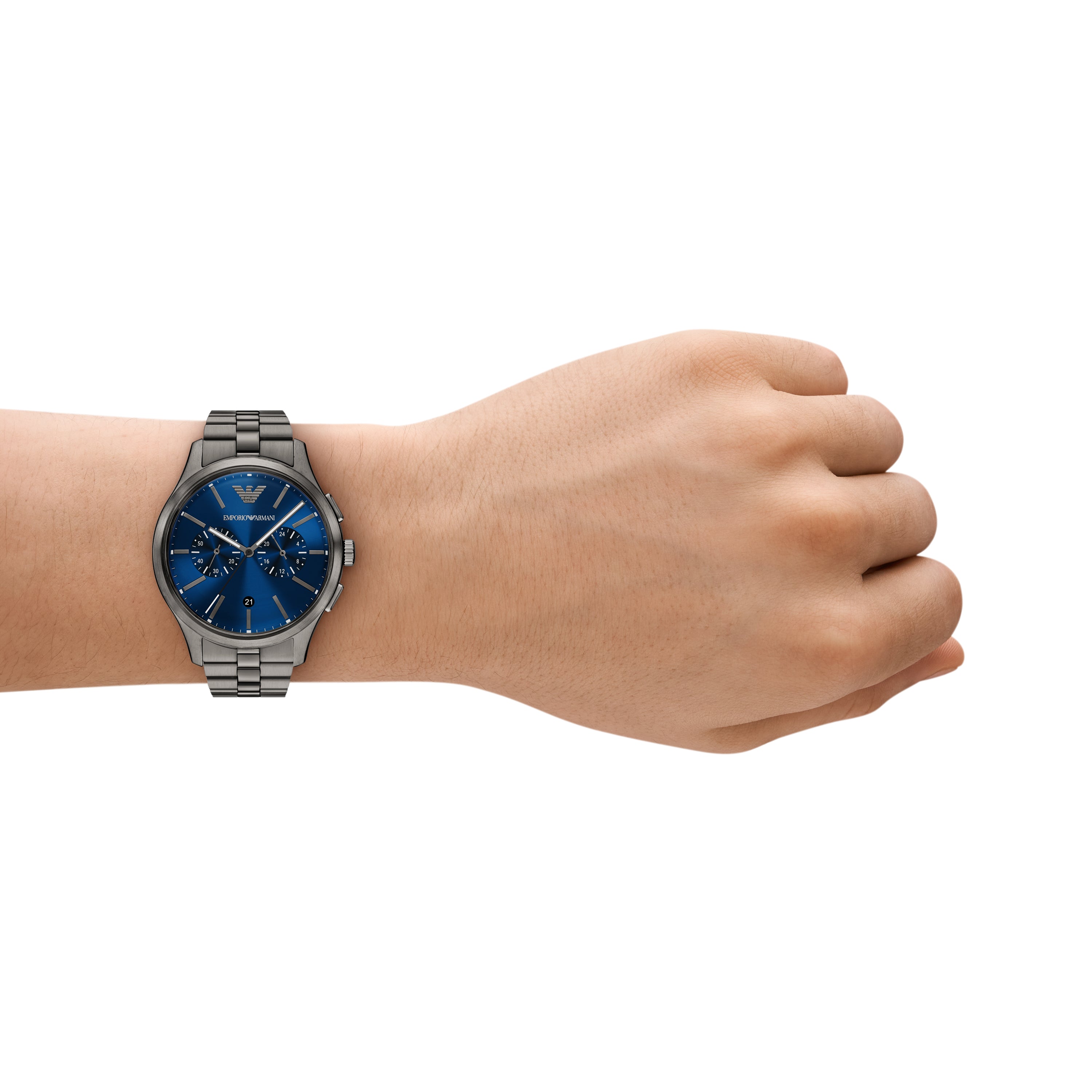 Emporio Armani Blue Dial Gunmetal Stainless Steel Watch AR11729