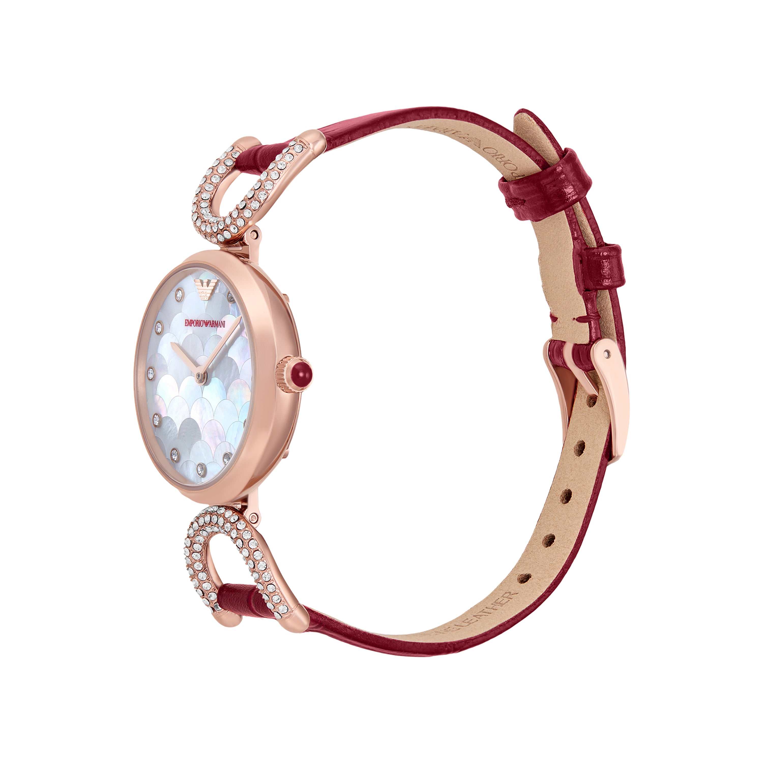 Emporio Armani Analogue Burgundy Leather Strap Watch AR11737