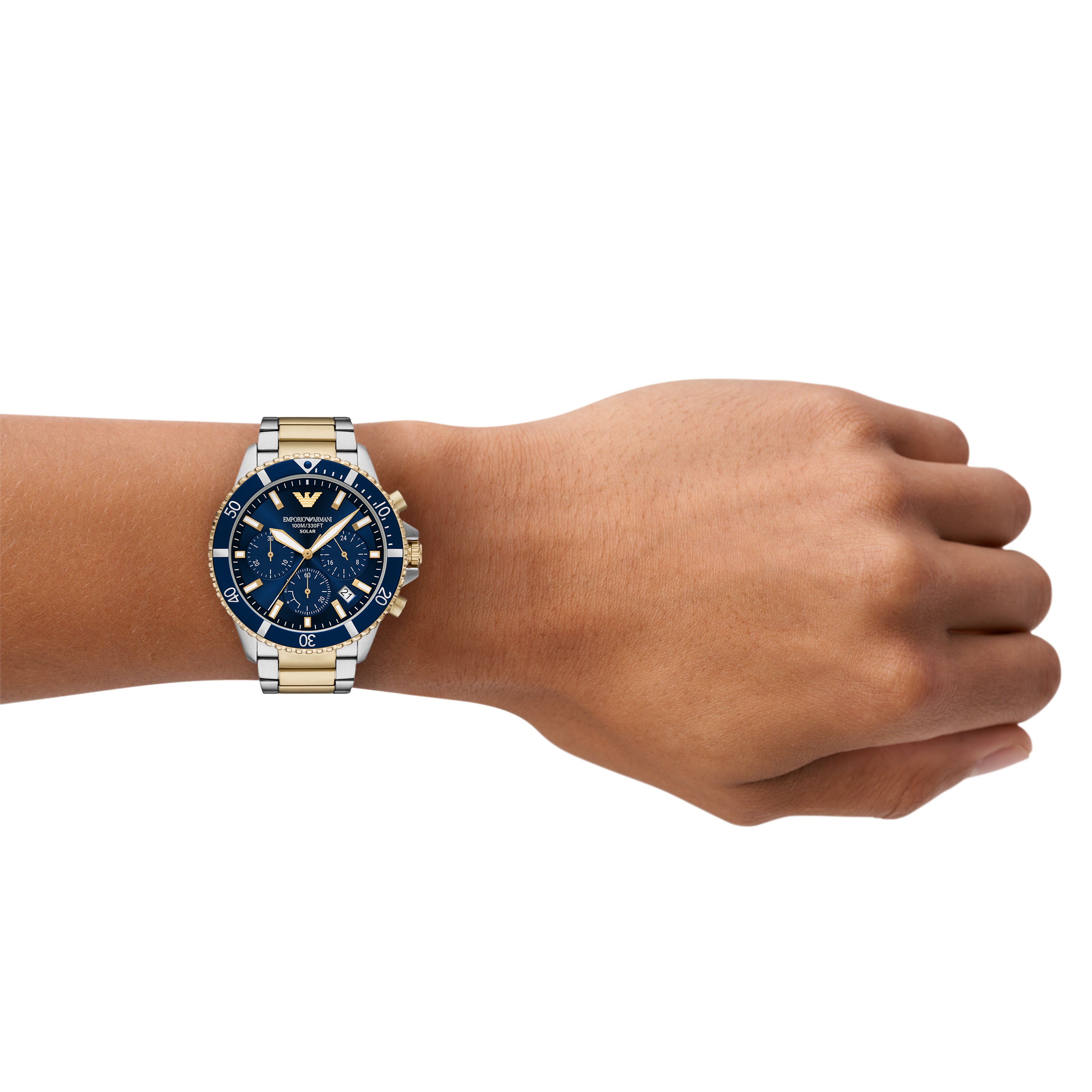 Emporio Armani Blue Dial Two Tone Stainless Steel Watch AR11740
