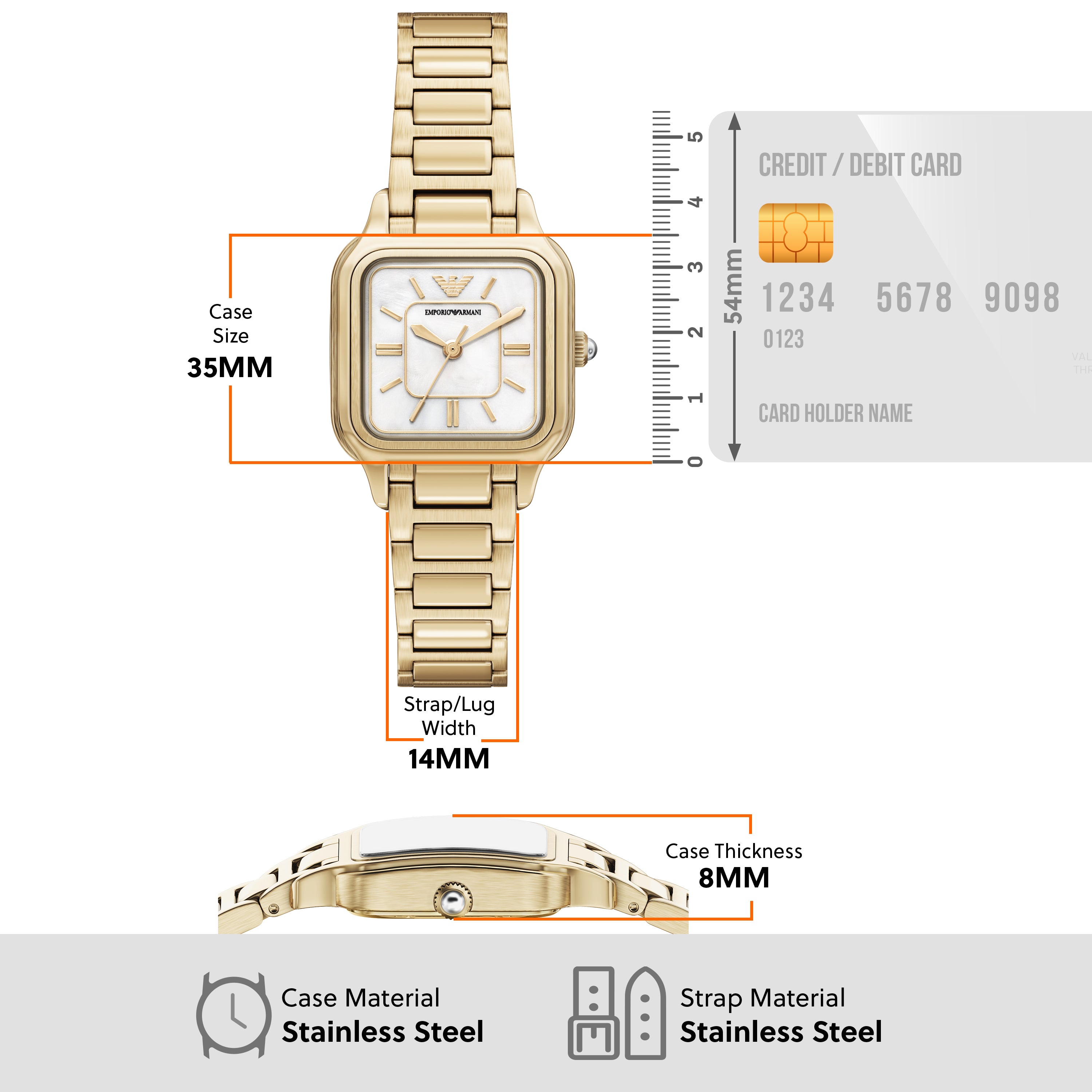 Emporio Armani Mother of Pearl Dial Stainless Steel Watch AR11744