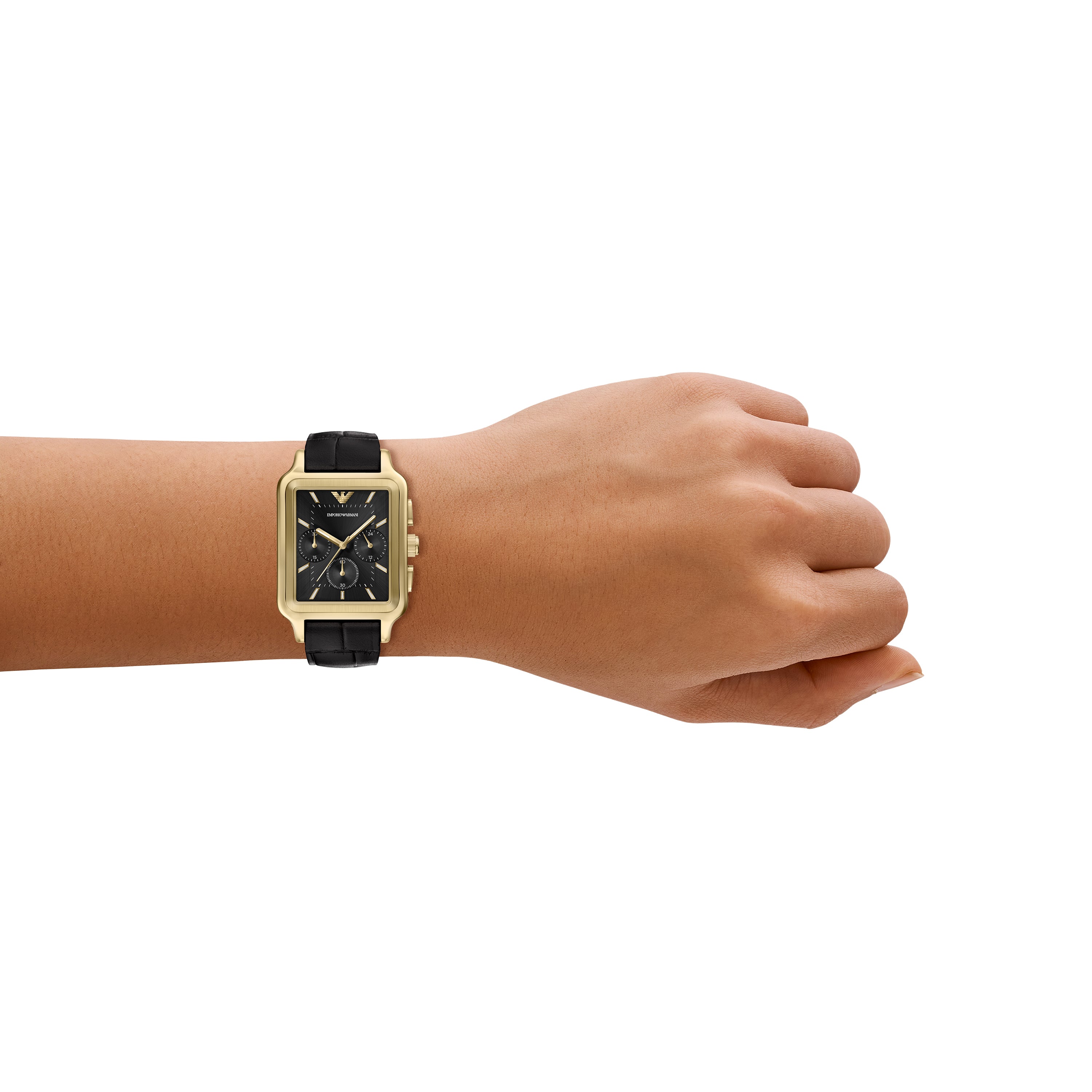 Emporio Armani Black Dial Leather Strap Watch AR11753