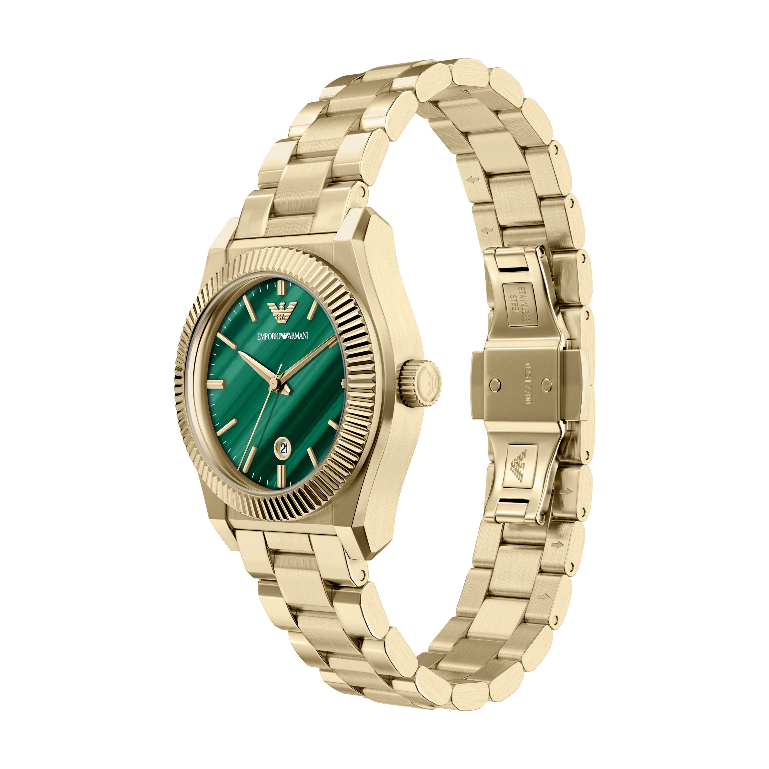 Emporio Armani Green Dial Gold Stainless Steel Watch AR11761
