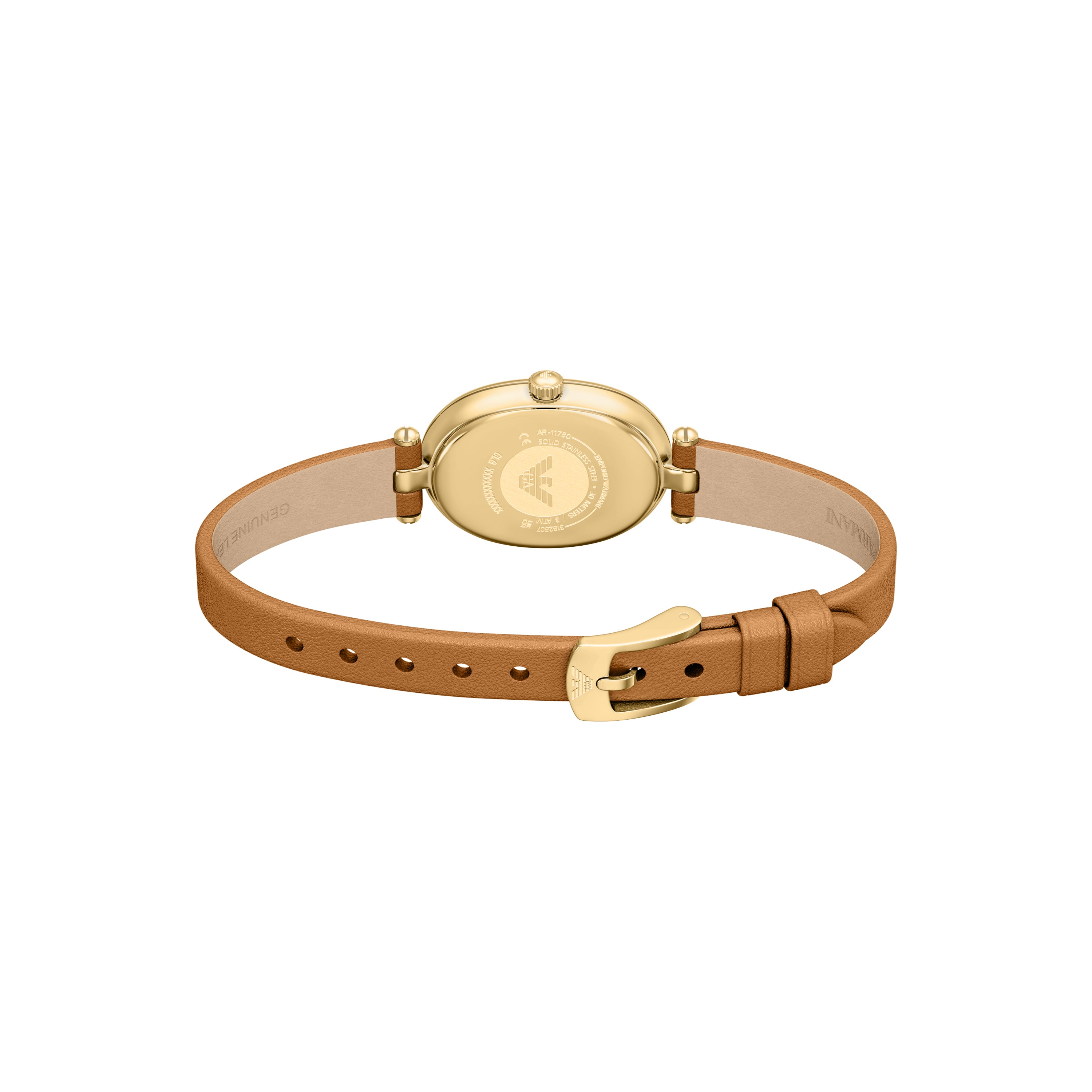 Emporio Armani Mother of Pearl Dial Brown Leather Strap Watch AR11780