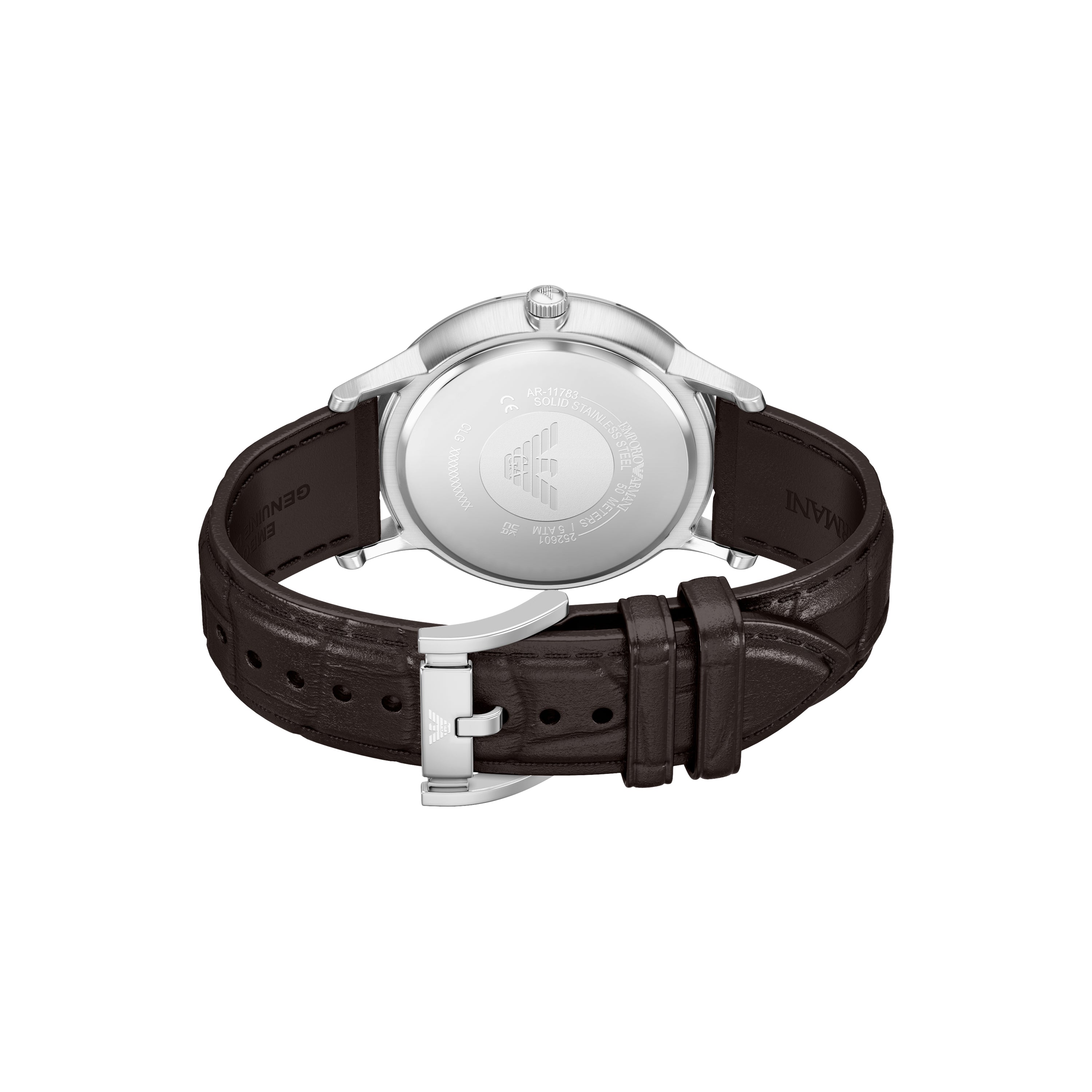 Emporio Armani Gold Dial Brown Leather Strap Watch AR11783