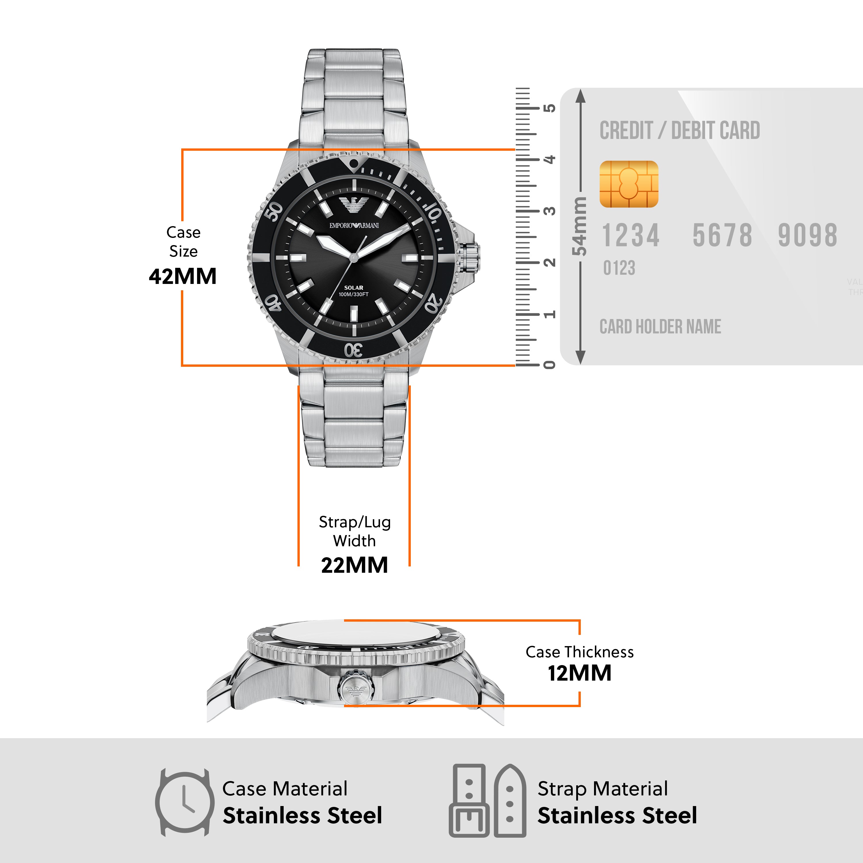 Emporio Armani Black Dial Stainless Steel Watch AR11787