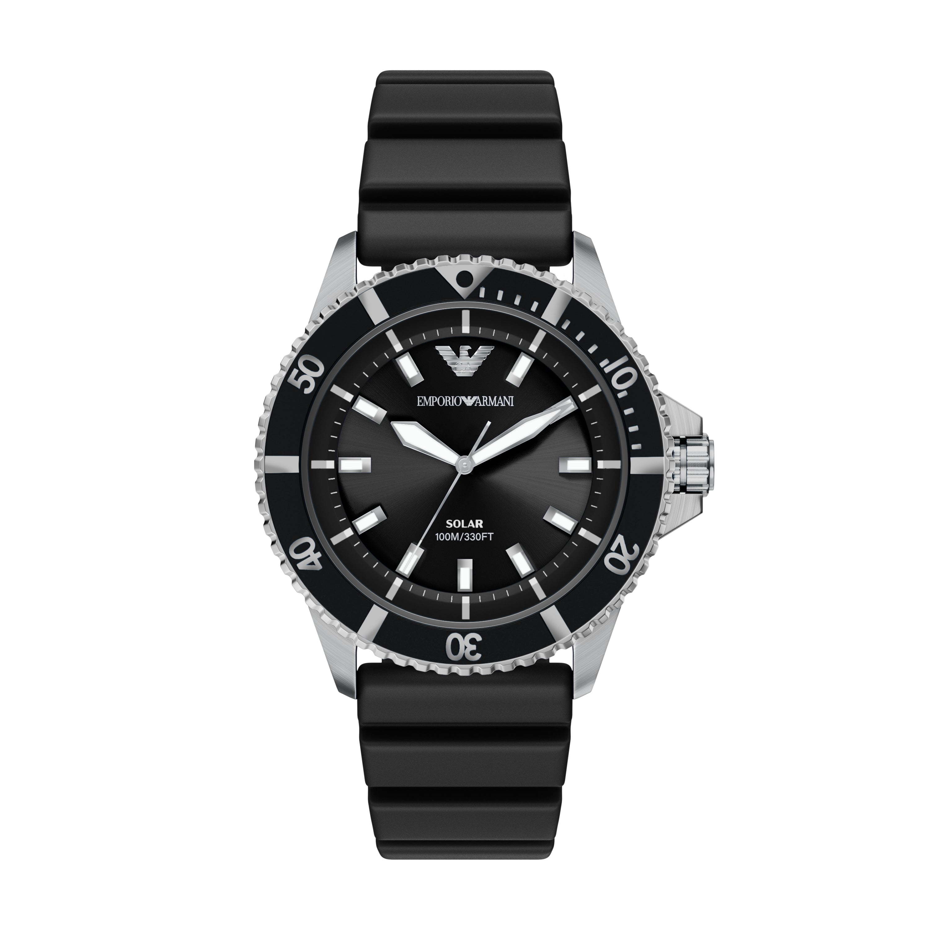 Emporio Armani Black Dial Silicone Strap Watch AR11788